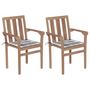 Voir la diapositive 1 : VIDAXL Chaises de jardin lot de 2 avec coussins a carreaux gris Teck