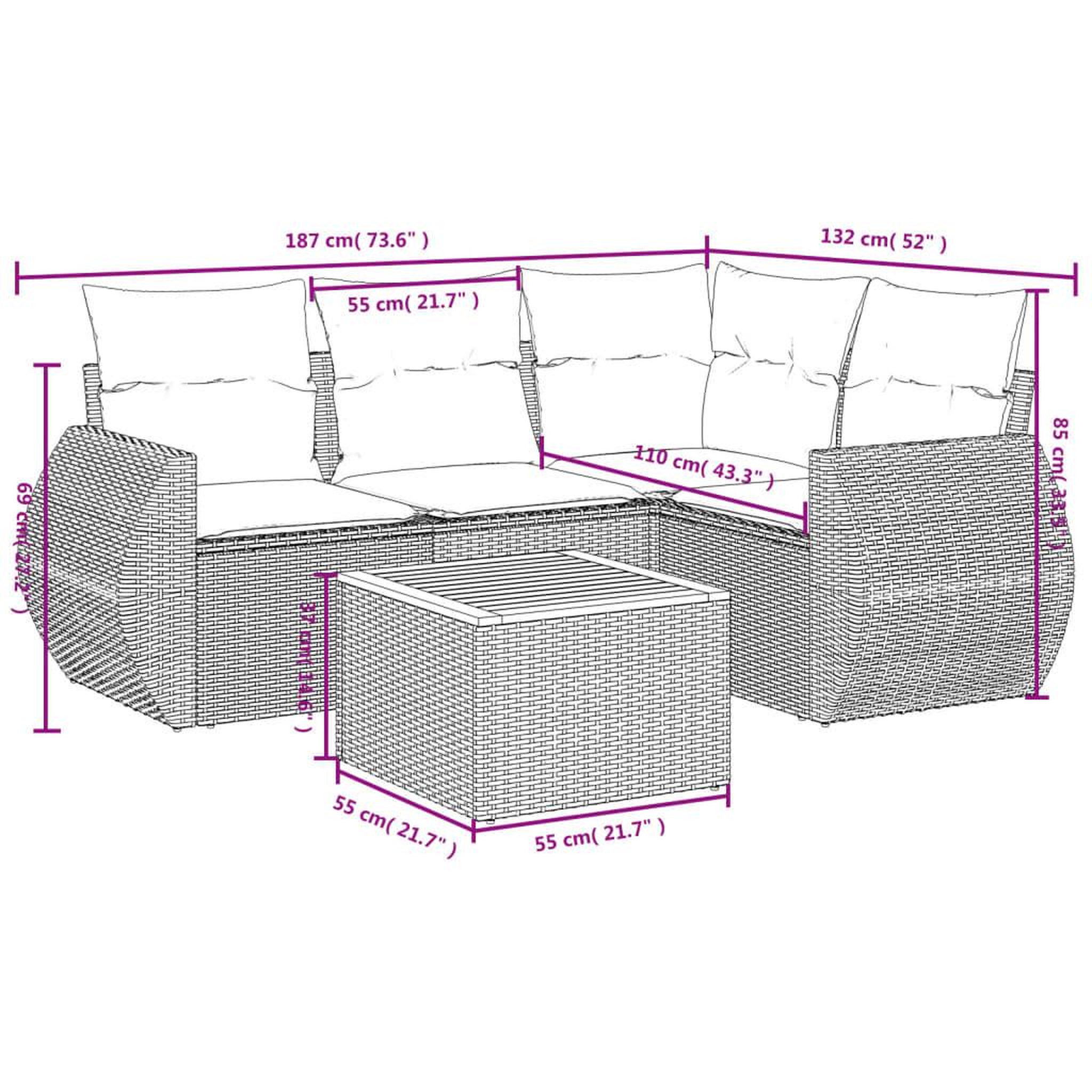 Voir la diapositive 6 : VIDAXL Salon de jardin 5 pcs avec coussins noir resine tressee