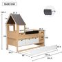 Voir la diapositive 3 : MERAX Lit combiné enfant mi hauteur 90x200(90x190)cm bois et mdf coloris blanc+naturel