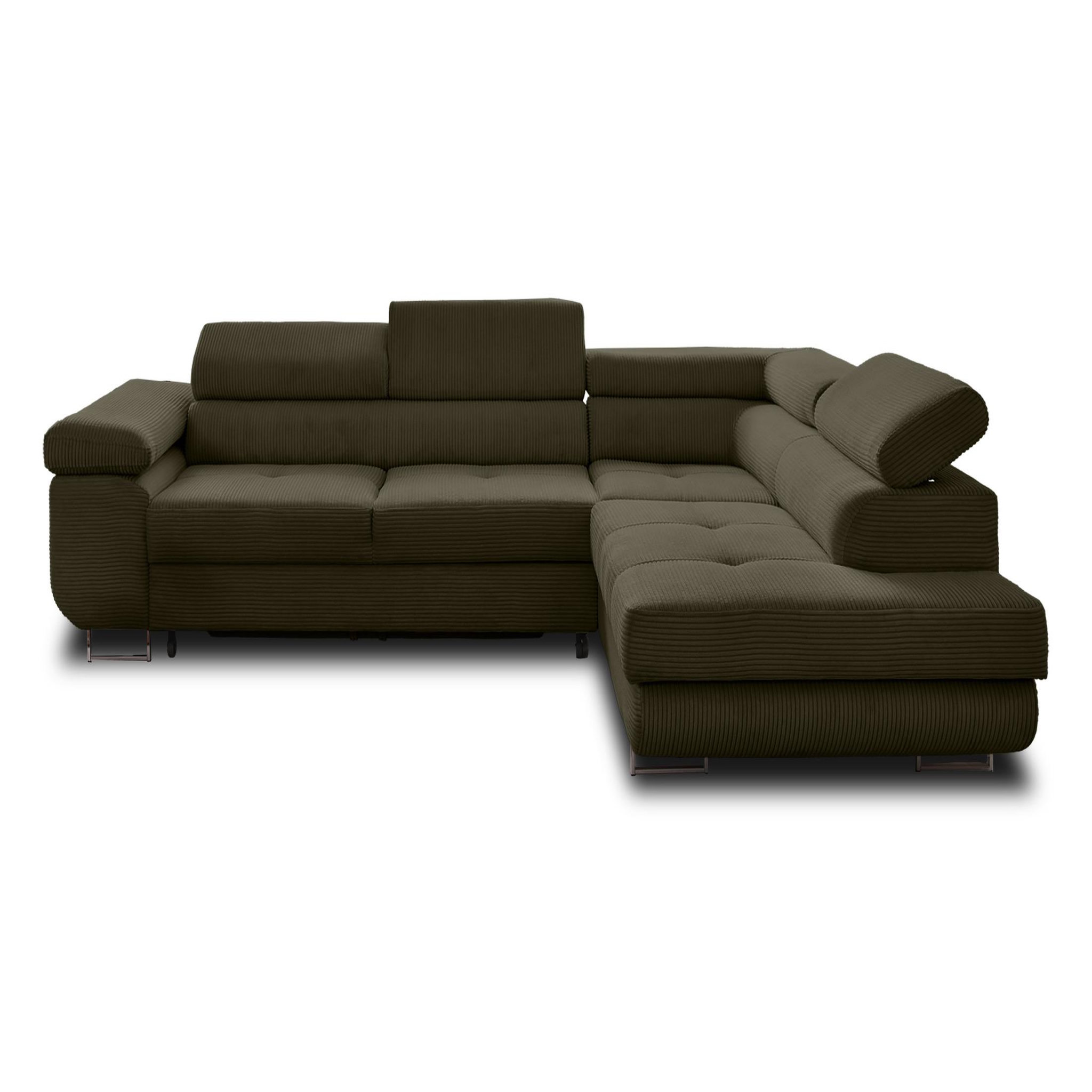Voir la diapositive 6 : BEST MOBILIER Zaria - canapé d'angle droit - convertible avec coffre et têtières réglables - 5 places - en velours côtelé