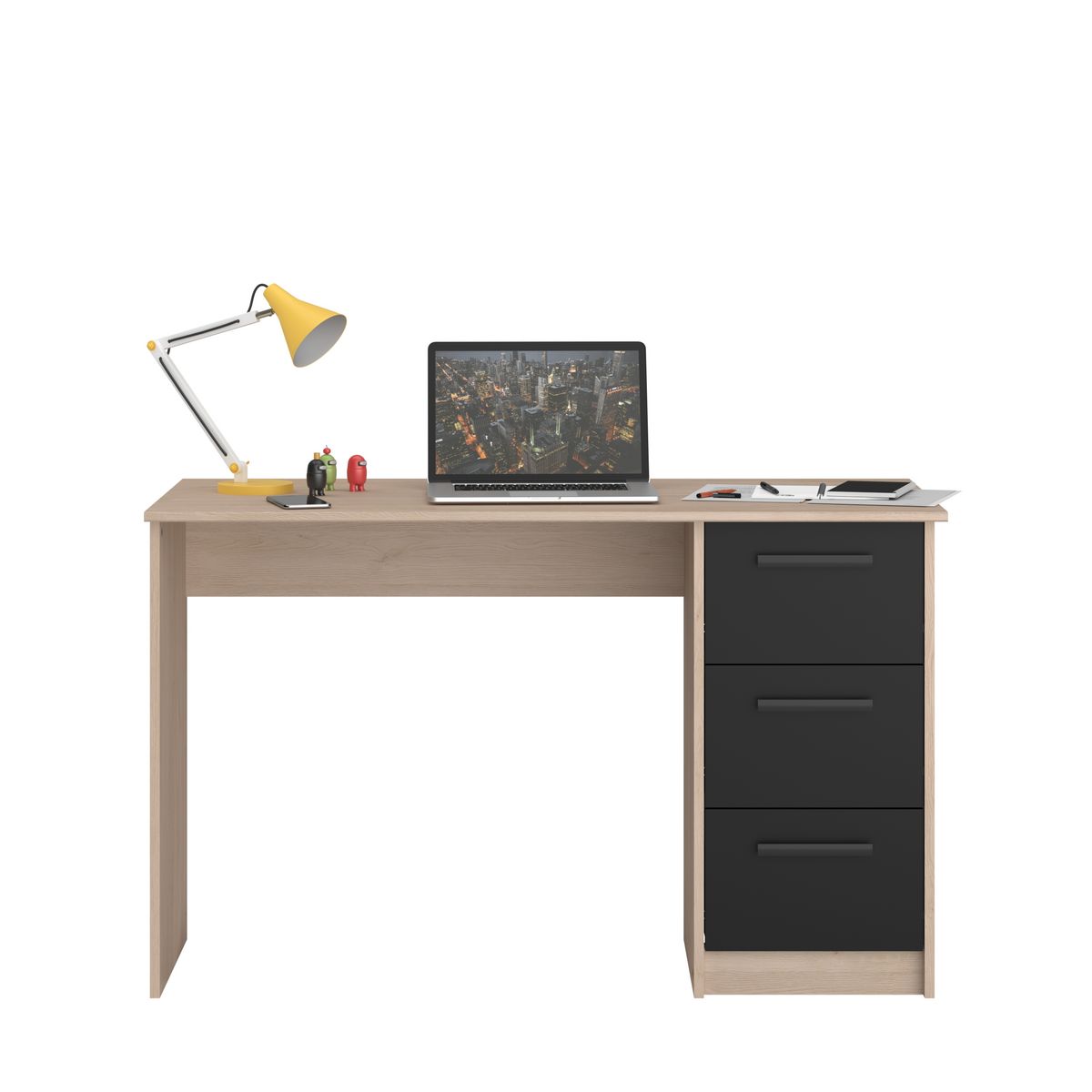 Bureau enfant droit 3 tiroirsL121 x H74 x P55cm STUDY