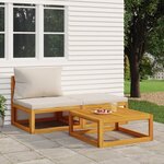 VIDAXL Salon de jardin 3 pcs avec coussins bois massif d'acacia
