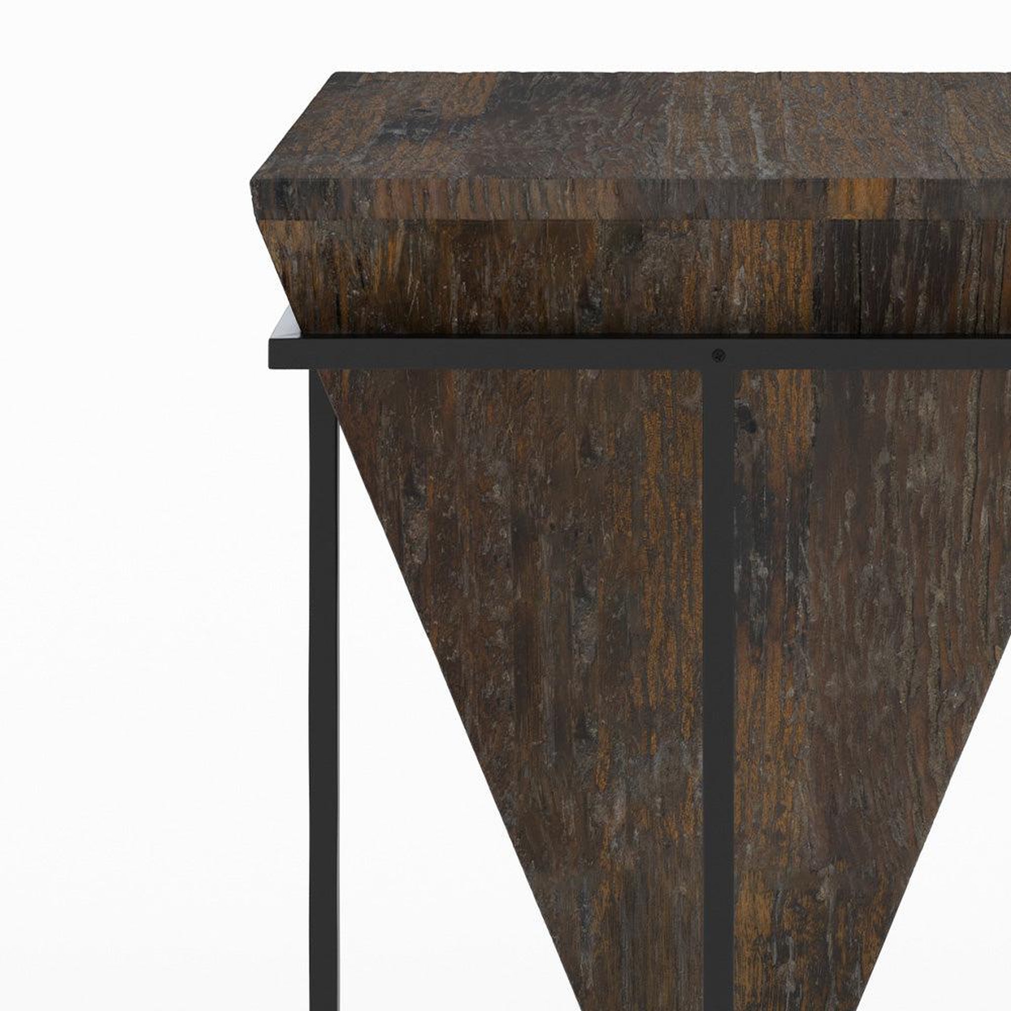 Voir la diapositive 3 : MAISON PAVANE Grande table d'appoint en bois et métal-shanghai