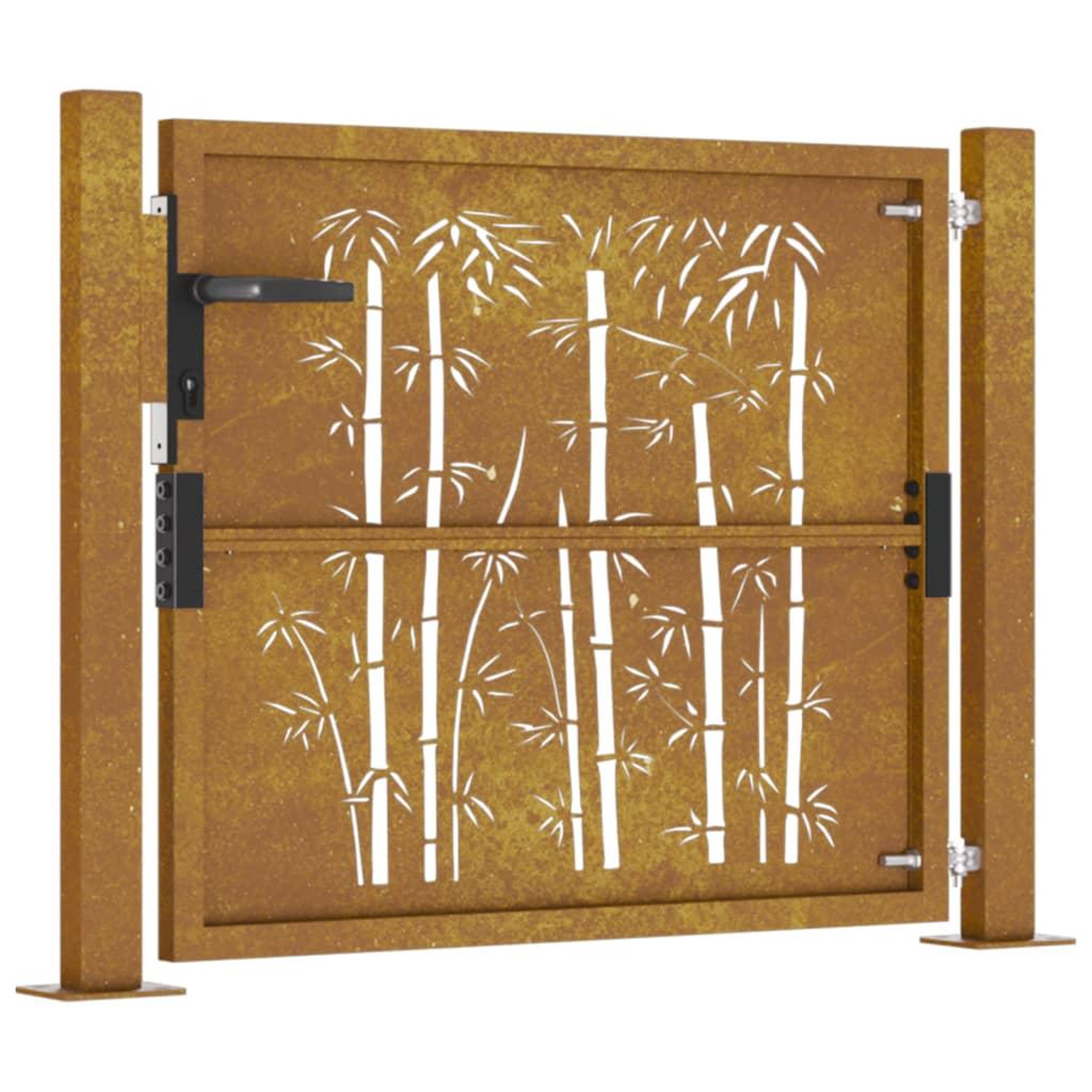 Voir la diapositive 5 : VIDAXL Portail de jardin 105x80 cm acier corten design de bambou