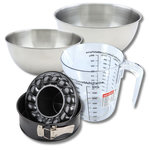 ZENKER Set pâtisserie avec moule à manqué et à savarin 24 cm, 2 bols à mixer, verre mesureur et spatule Zenker