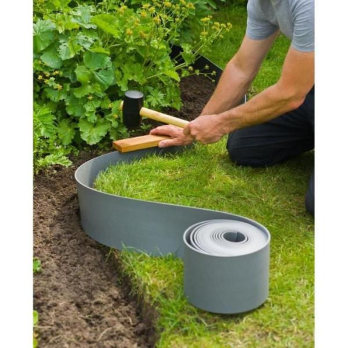 NATURE Bordure de jardin en polyéthylene gris H7,5 cm x 10 m - NATURE