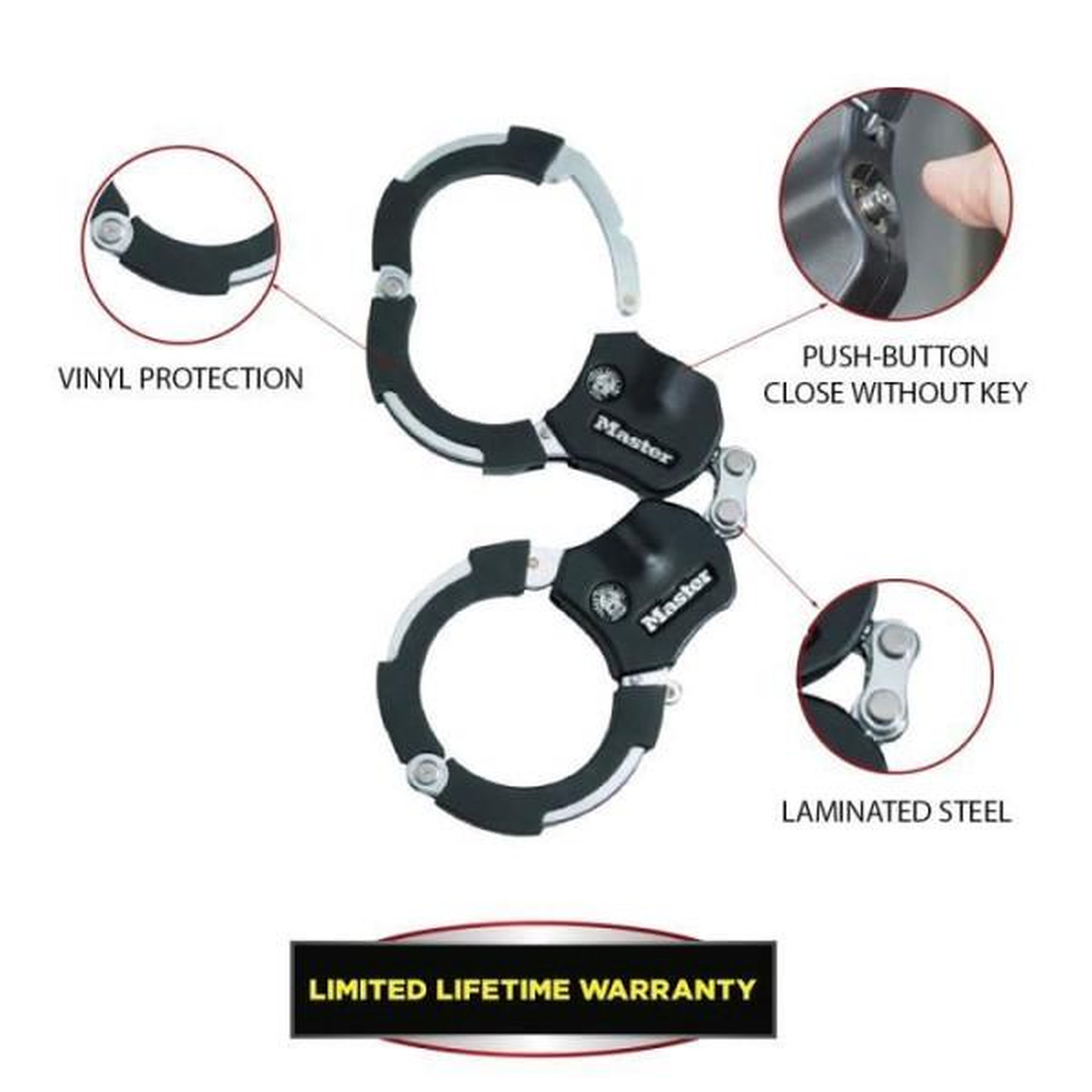 Voir la diapositive 5 : Master lock Antivol Masterlock menottes en acier trempé de 7.6cm de diametre 1 maillon