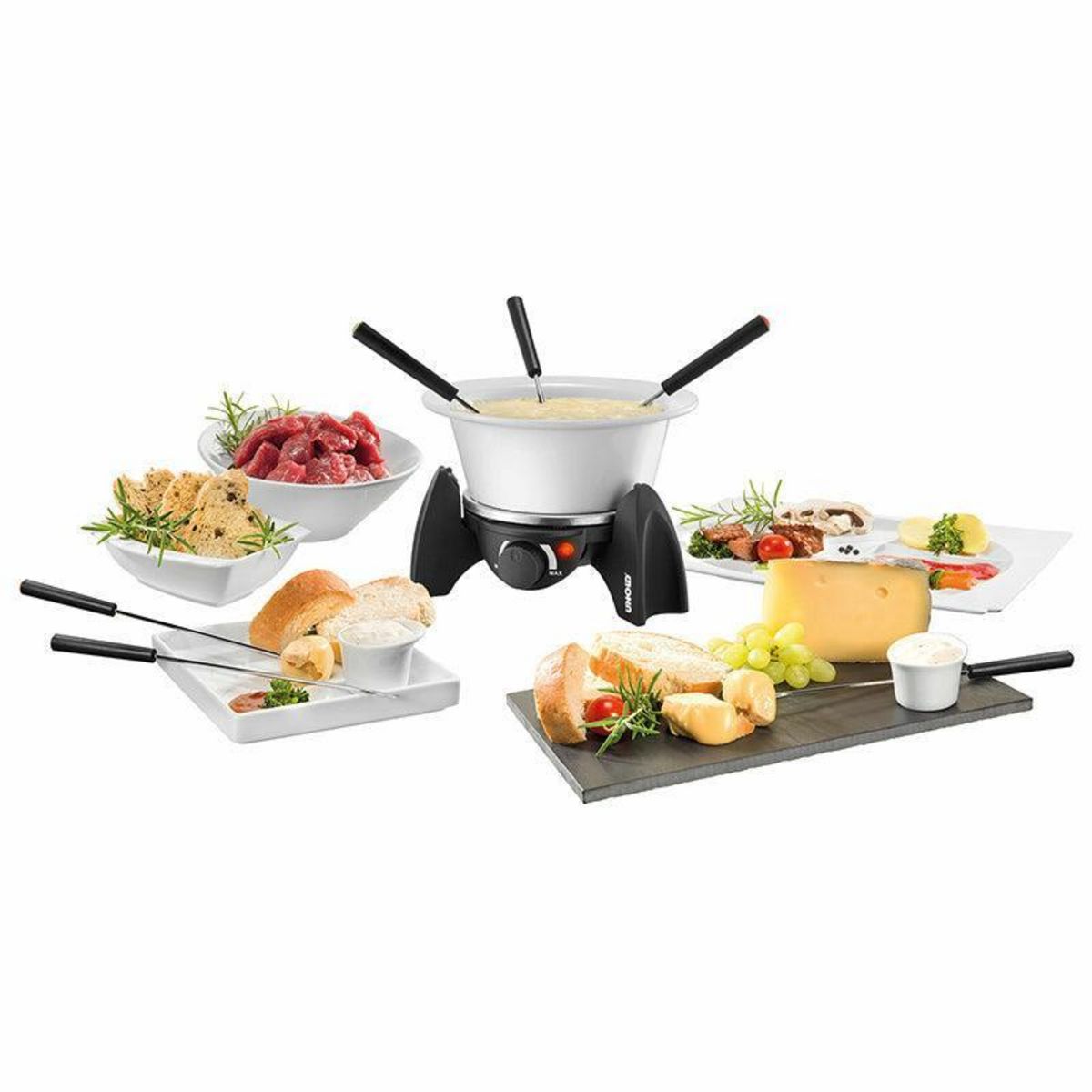 Unold Unold Electric Fondues 0,8l 6 persons stainless steel black Schwarz (48615)