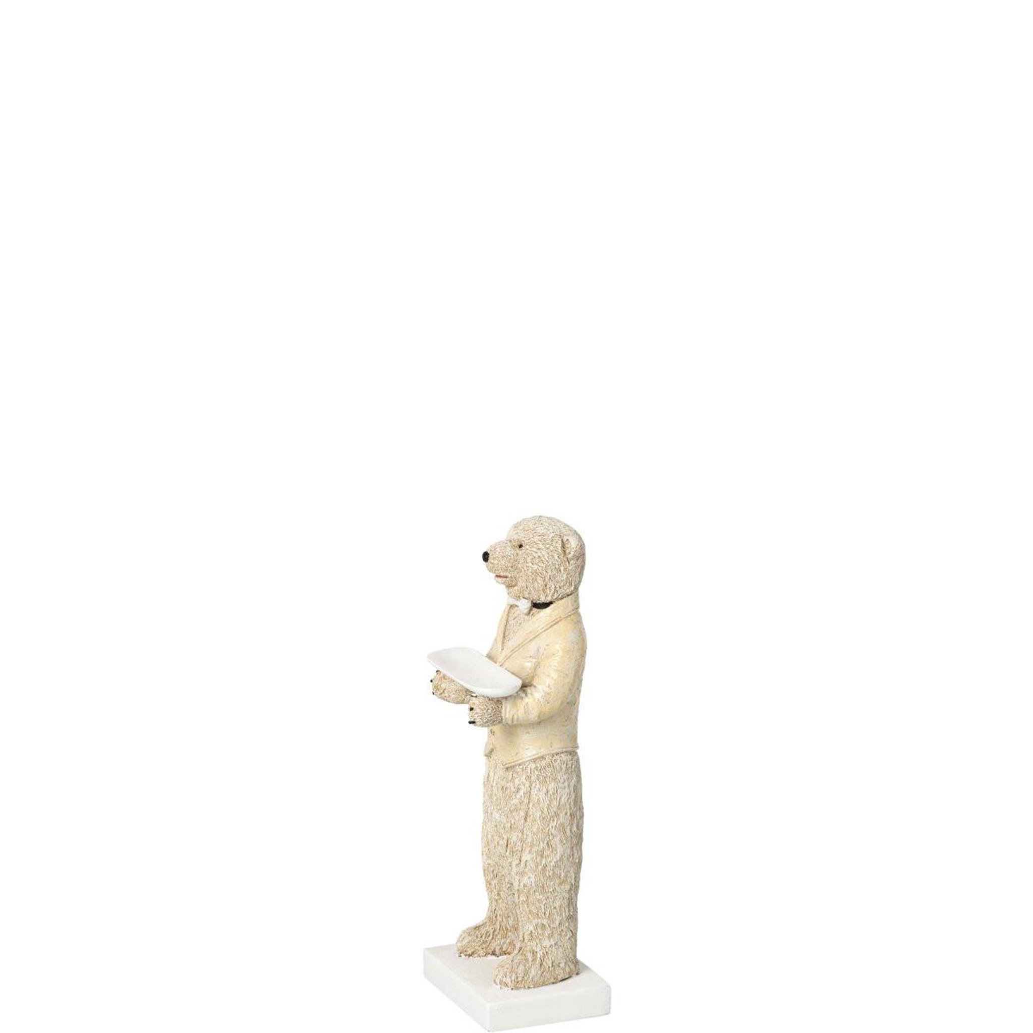 Voir la diapositive 2 : J-LINE Statuette ours serveur  théa  30cm beige