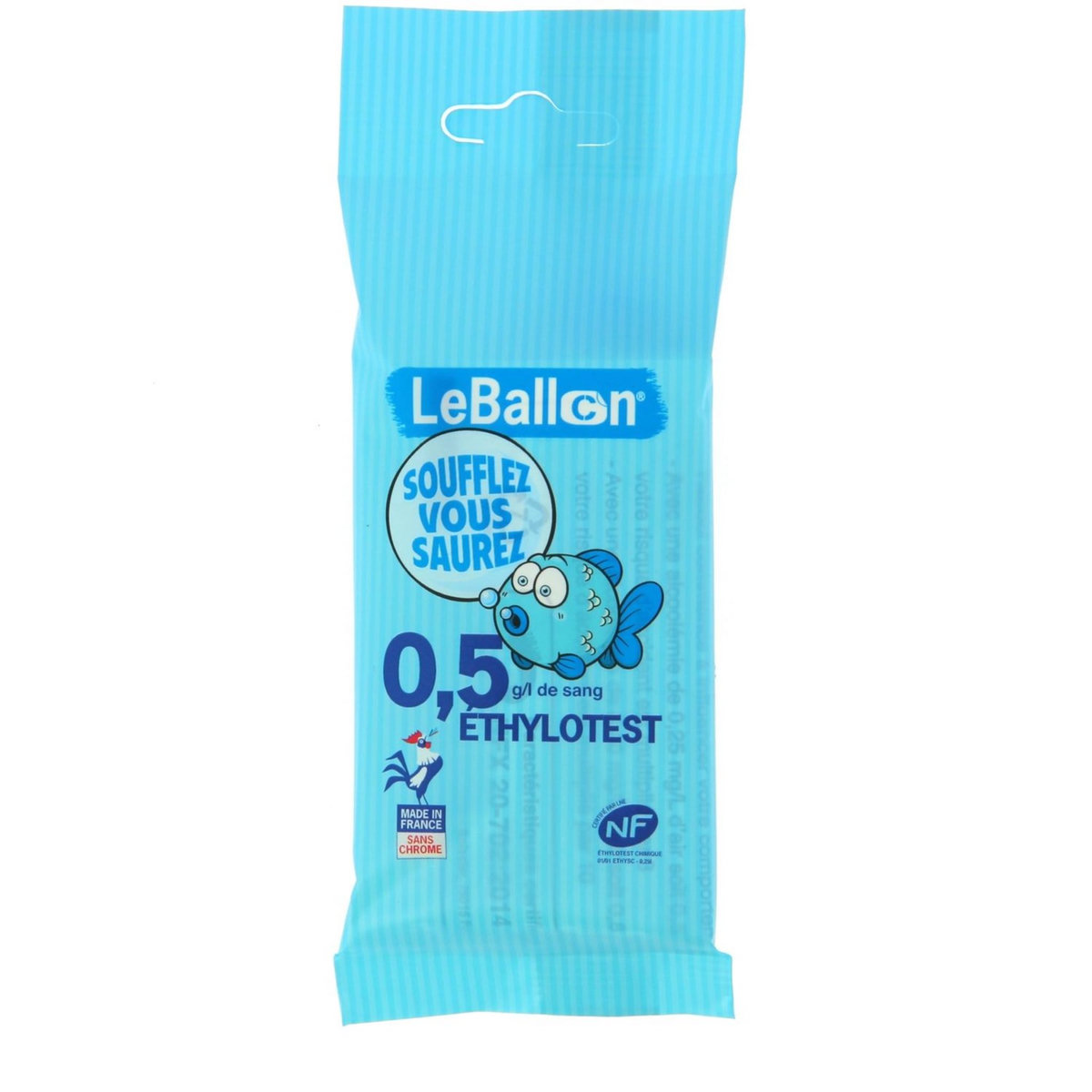 Lot de 10 Ethylotest 0,5g/l de sang à la norme NF 1 pièce