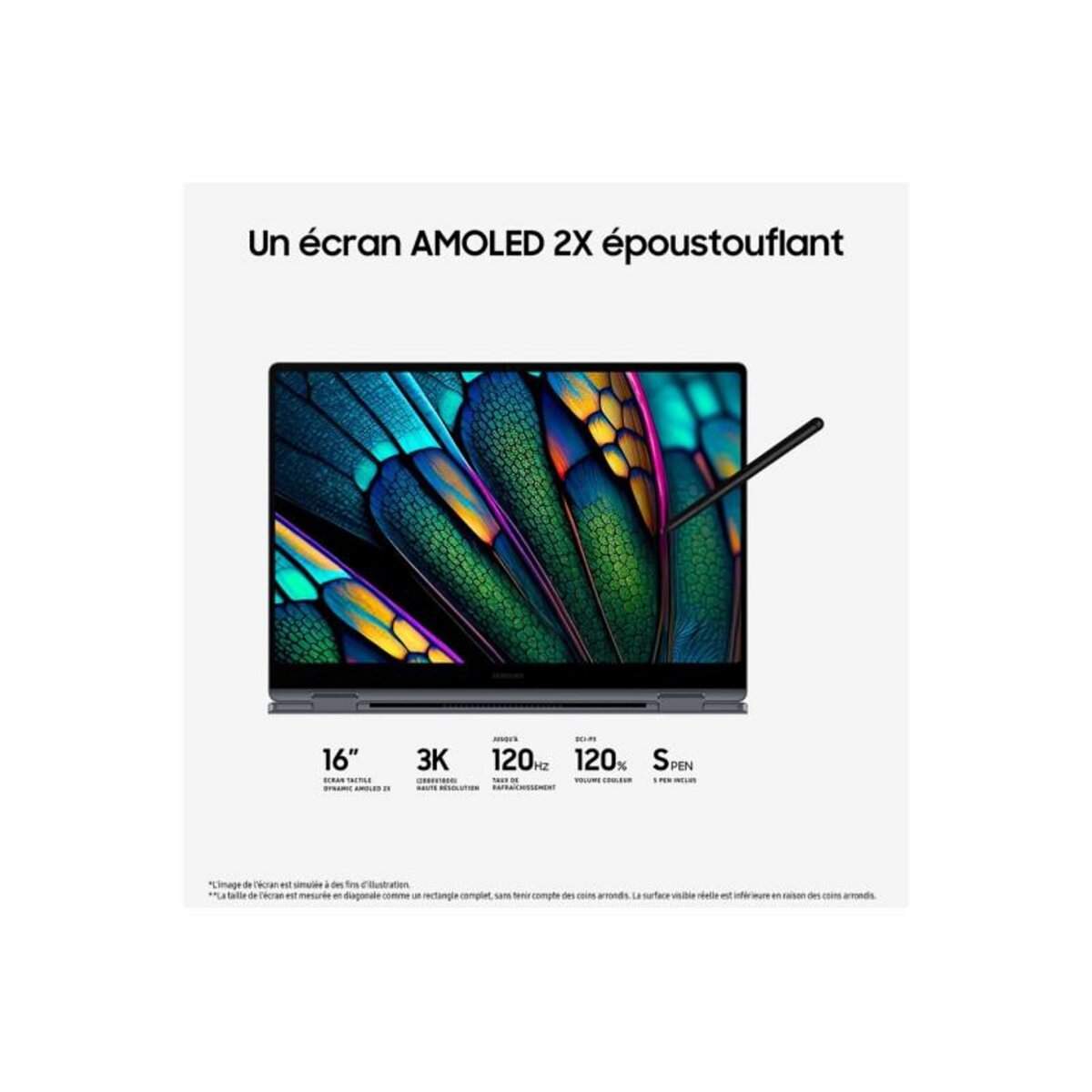 Samsung PC portable Samsung Galaxy Book4 Pro 360 16 Intel Core Ultra 7 155H 16Go RAM 512 Go SSD Intel ARC Graphics AZERTY Fr Gris Plate