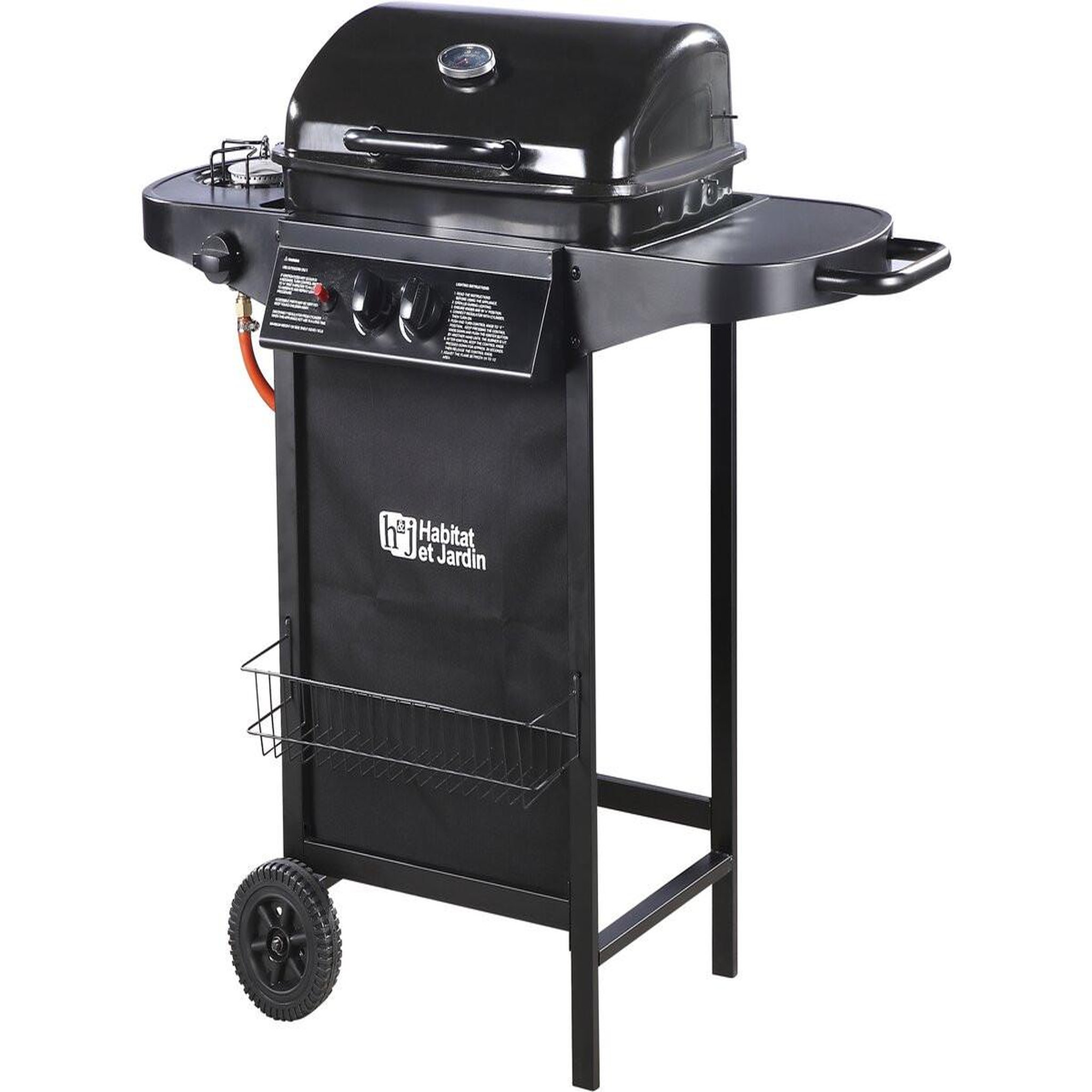 Habitat et Jardin Barbecue gaz  party 3  - 3 brûleurs dont 1 latéral - 9.38 kw - noir