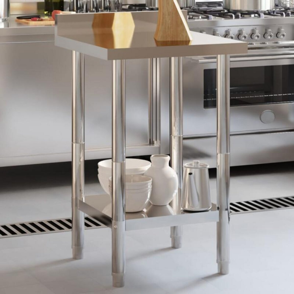 VIDAXL Table de travail de cuisine avec dosseret 55x55x93 cm inox