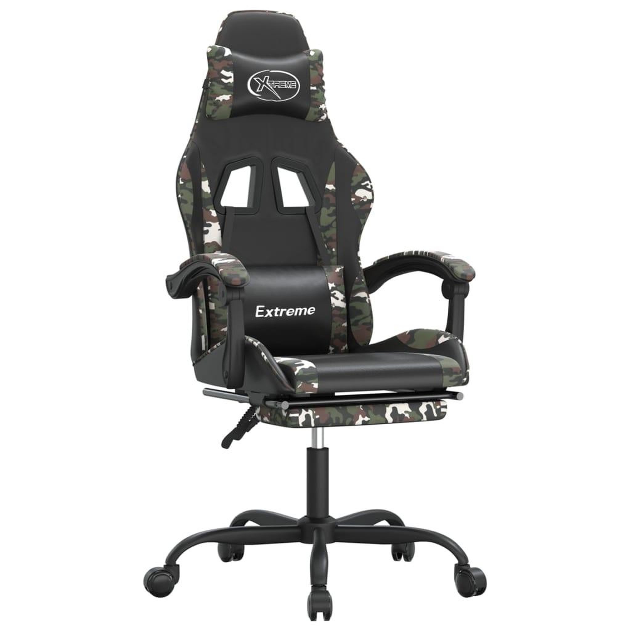 Voir la diapositive 2 : VIDAXL Chaise de jeu avec repose-pied Noir et camouflage Similicuir