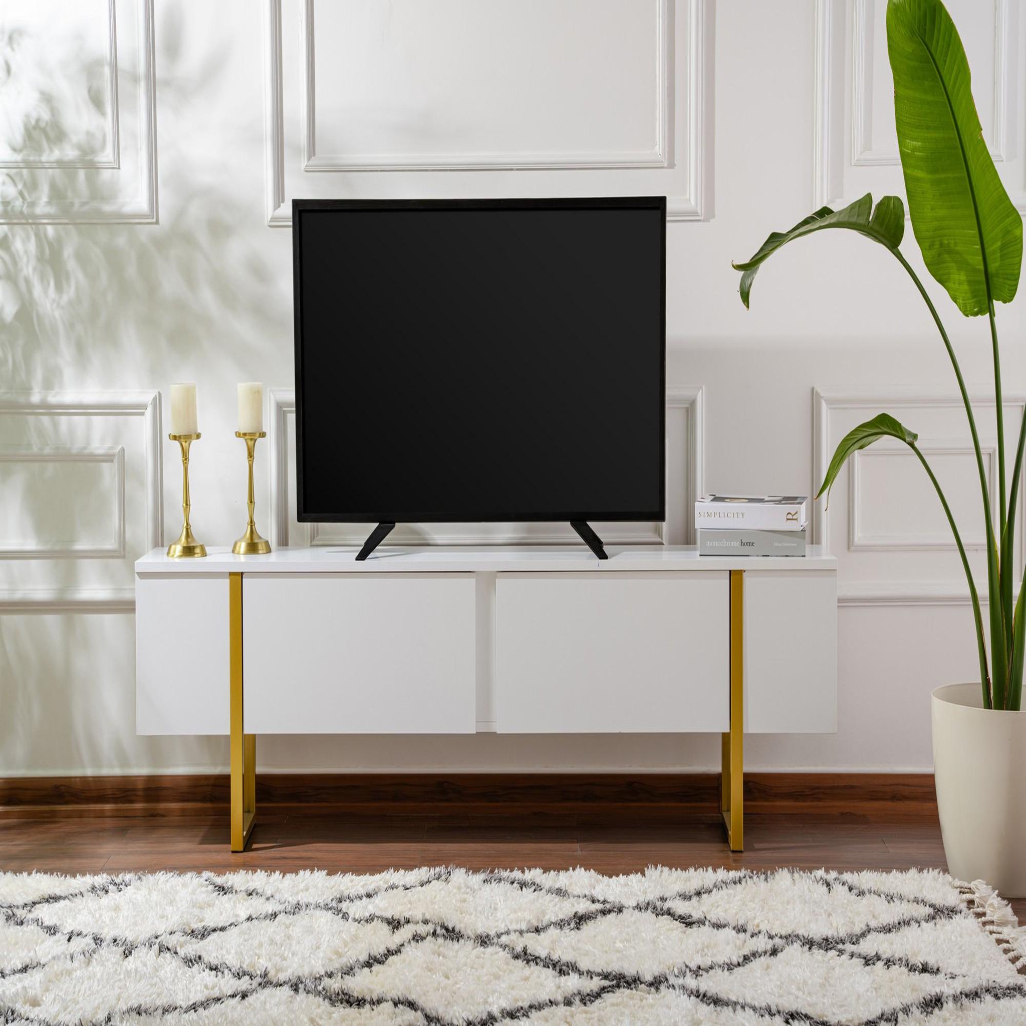 Voir la diapositive 3 : Habitat et Jardin Meuble tv en bois  serenity  - 180 x 29 x 50 cm - blanc