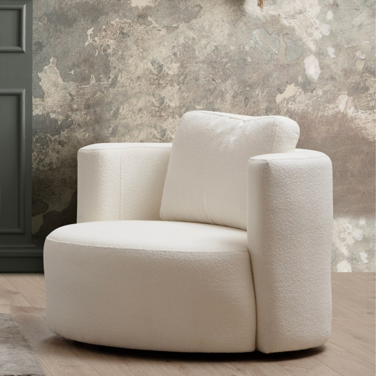 CONCEPT USINE Fauteuil bouclettes couleur crème OLSEN