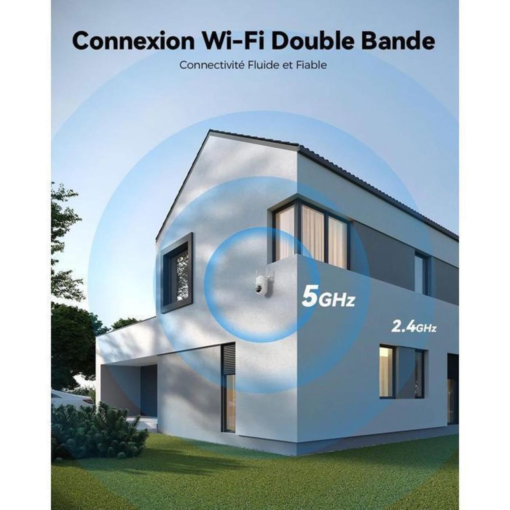 Voir la diapositive 3 : Caméra de sécurité WiFi PTZ 5MP extérieure dôme multi-angle 355°/90°, vision nocturne couleur jusqu'à 30 m, détection IA humain/véhicule/animal, double bande 2,4/5 GHz