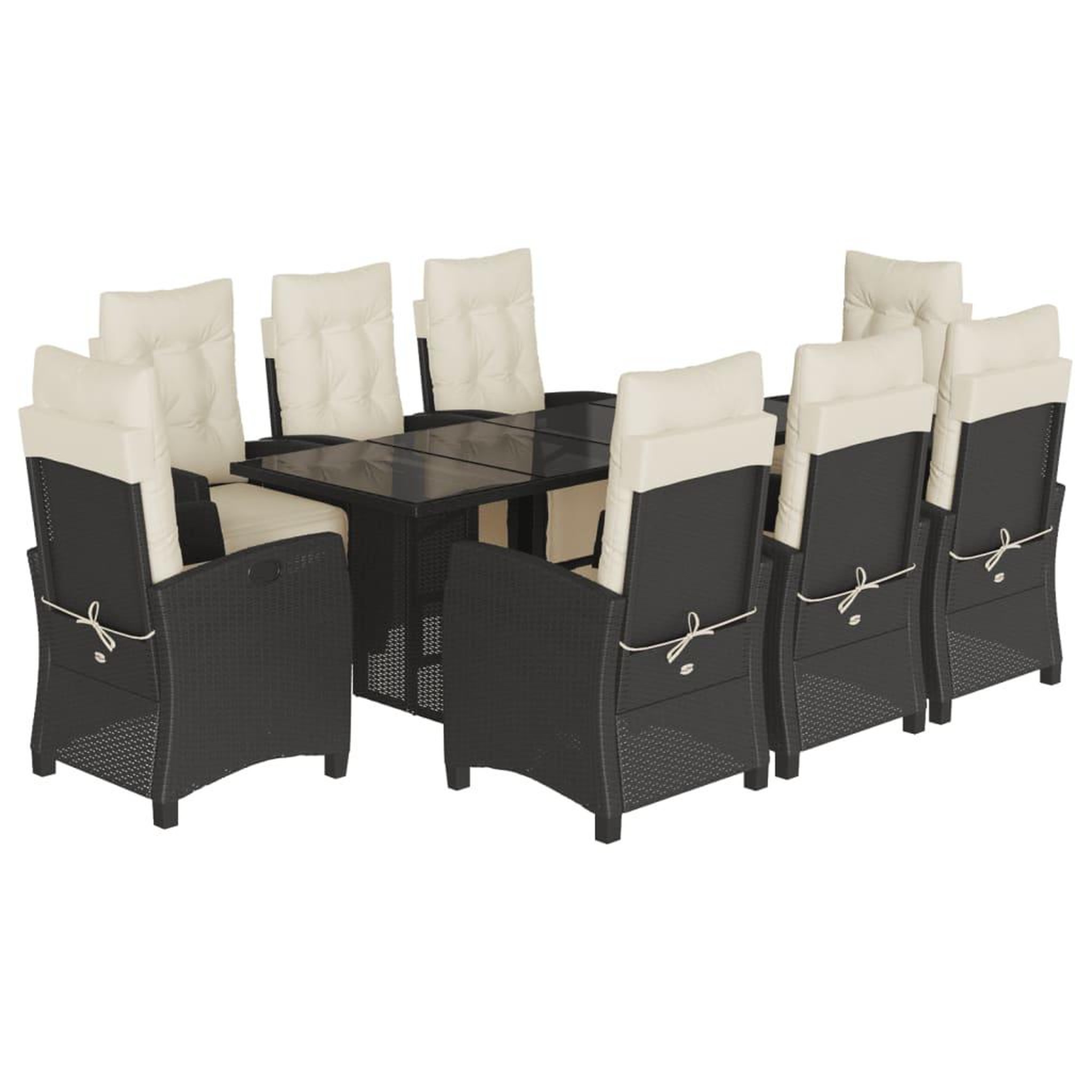 Voir la diapositive 2 : VIDAXL Ensemble a manger de jardin 9pcs coussins noir resine tressee