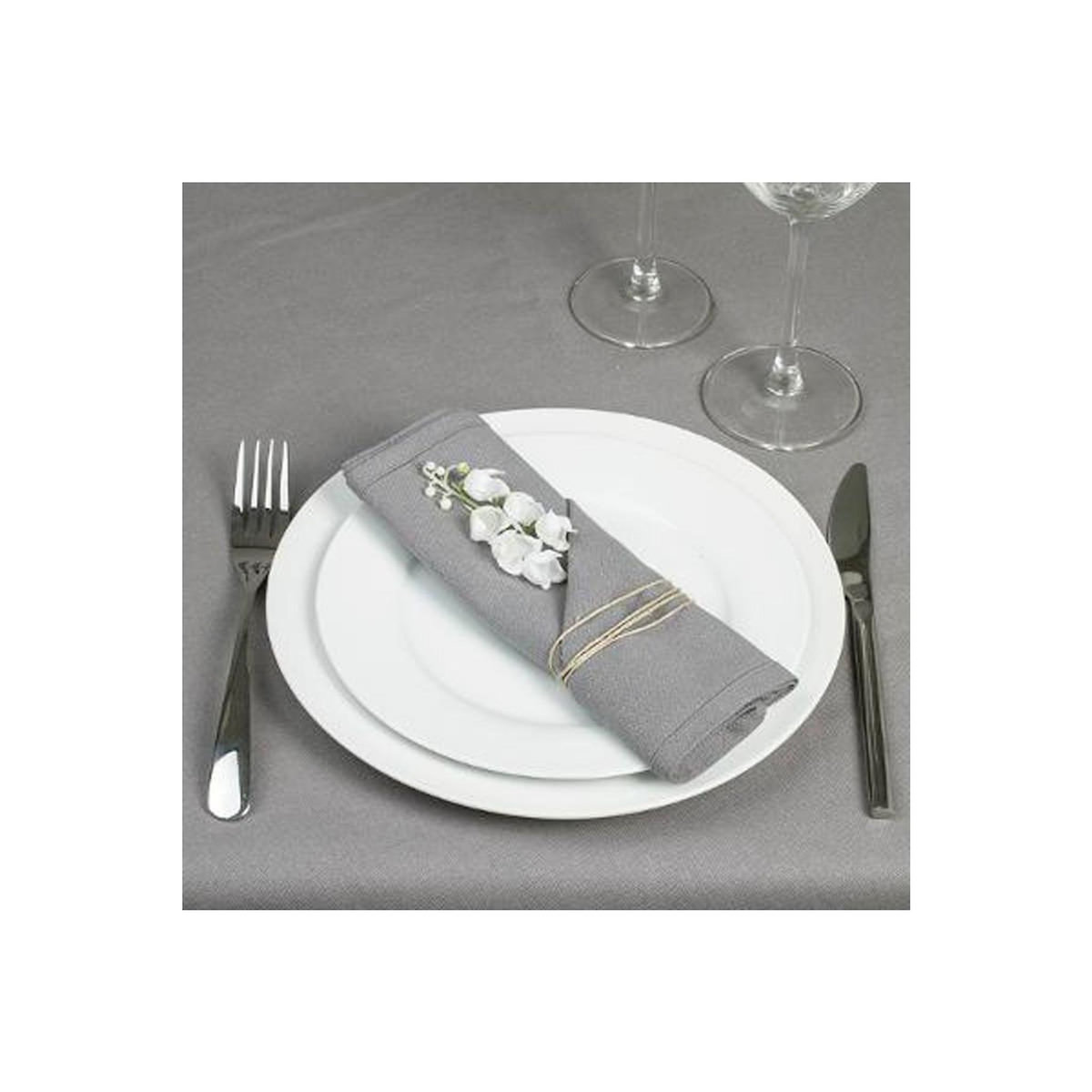 ATMOSPHERA Lot de 4 Serviettes de Table  Coton  40x40cm Gris Clair