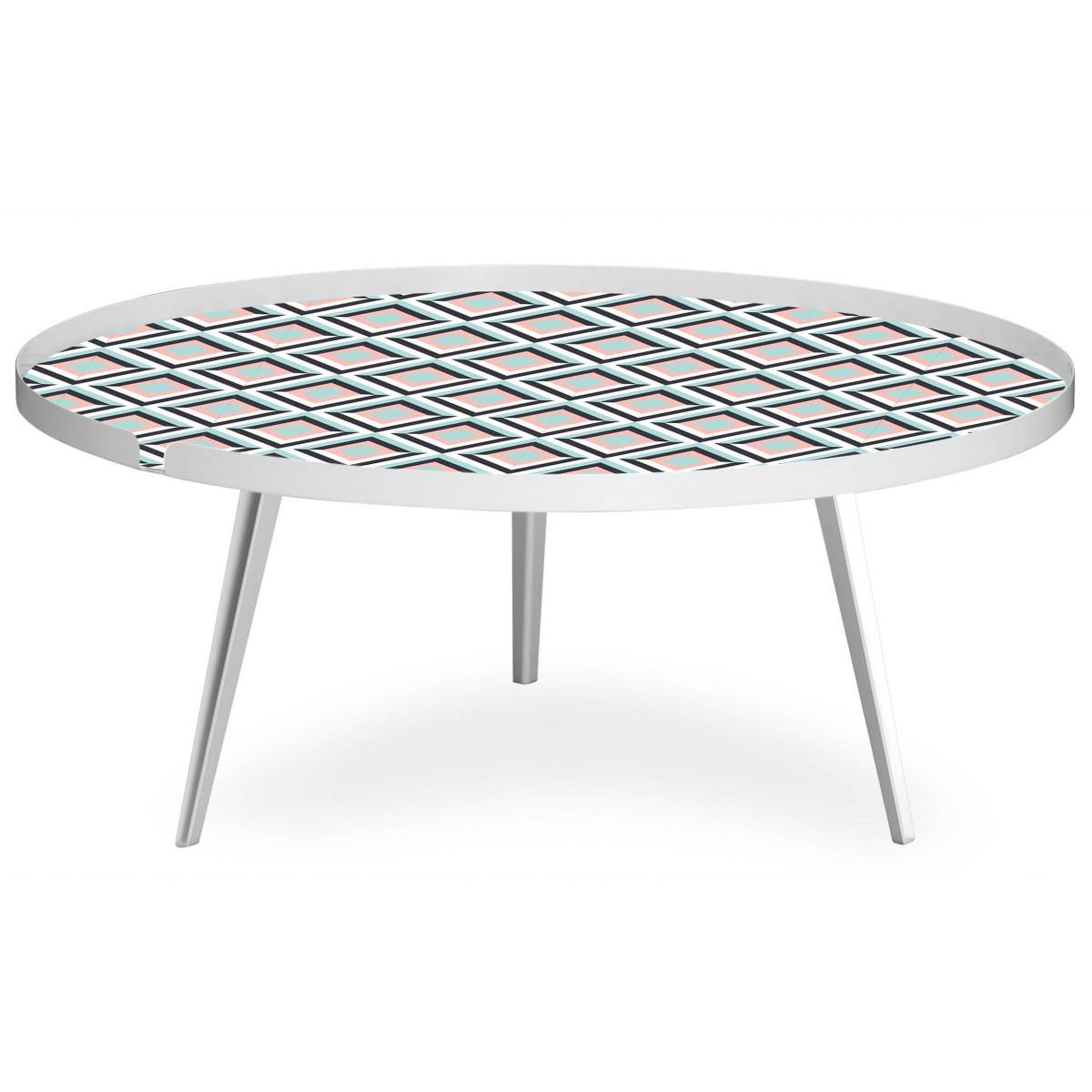 Voir la diapositive 2 : Paris Prix Table Basse à Rebord 1 Cover  Losanges  90cm Blanc