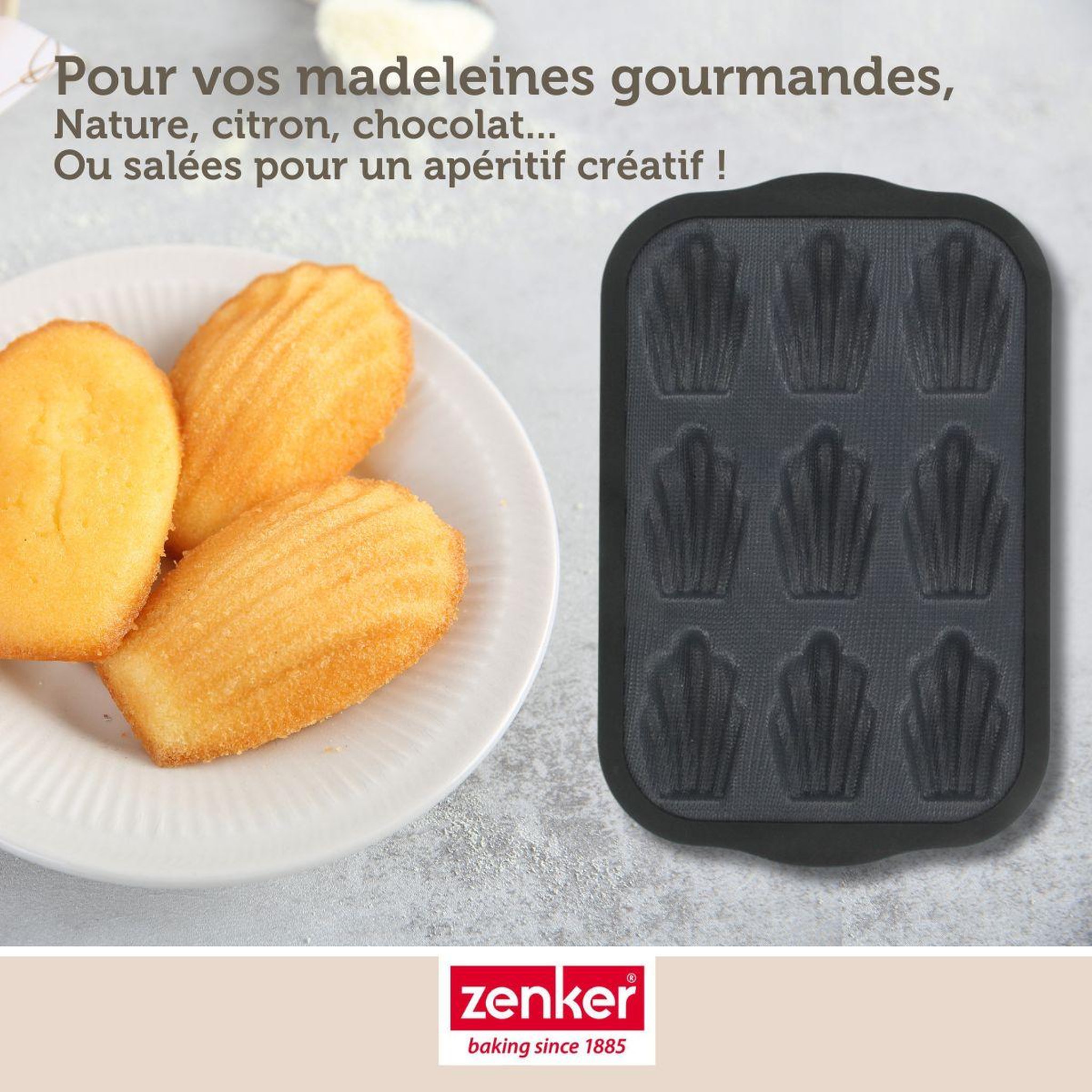 Voir la diapositive 5 : ZENKER Moule 9 madeleines 28 x 18 cm zenker silicone fibre de verre