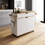 Voir la diapositive 2 : ID MARKET Desserte de cuisine COSY XXL placard avec tiroir blanc et plateaux façon hêtre L.90 CM