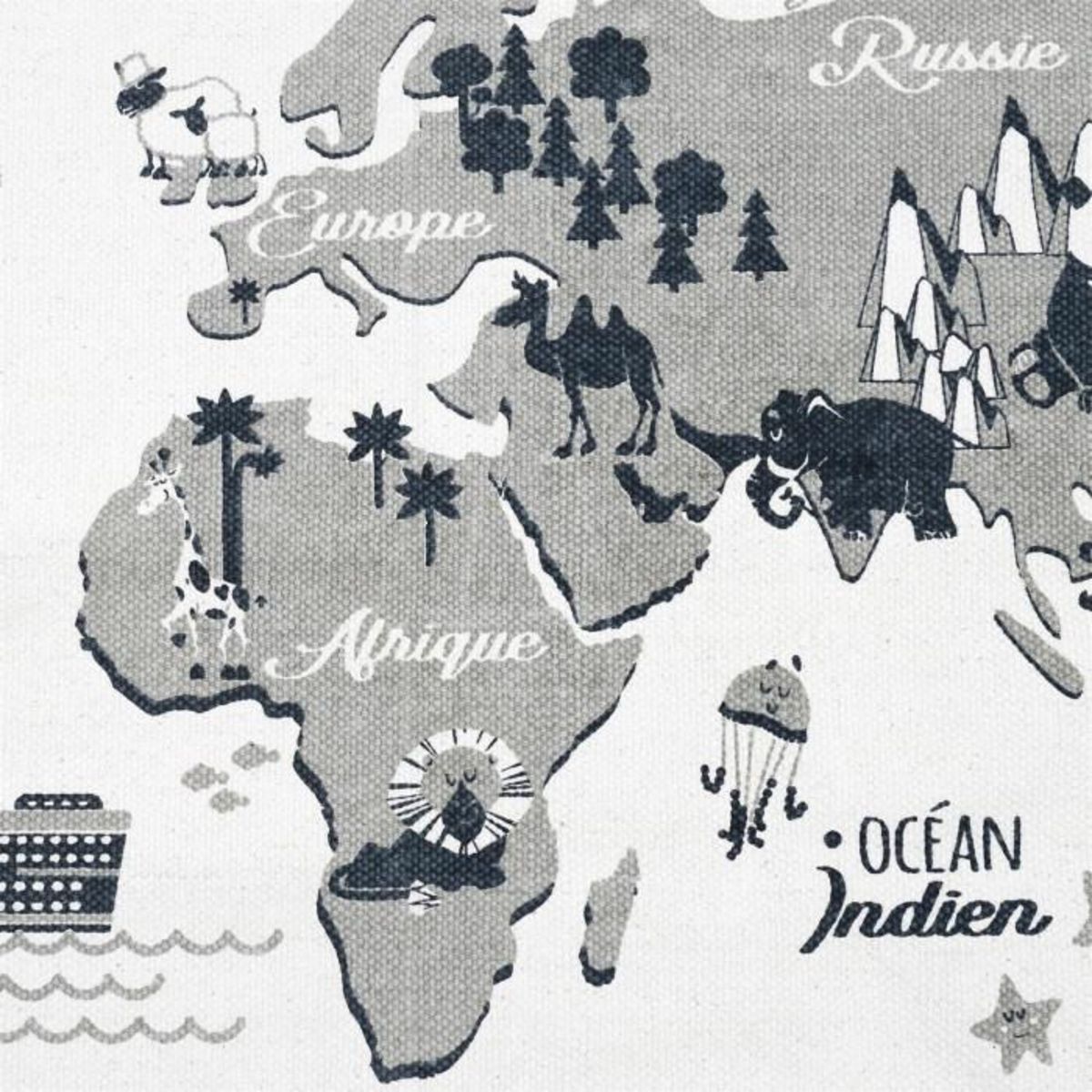 Paris Prix Tapis Enfant  Mappemonde  70x140cm Blanc & Gris