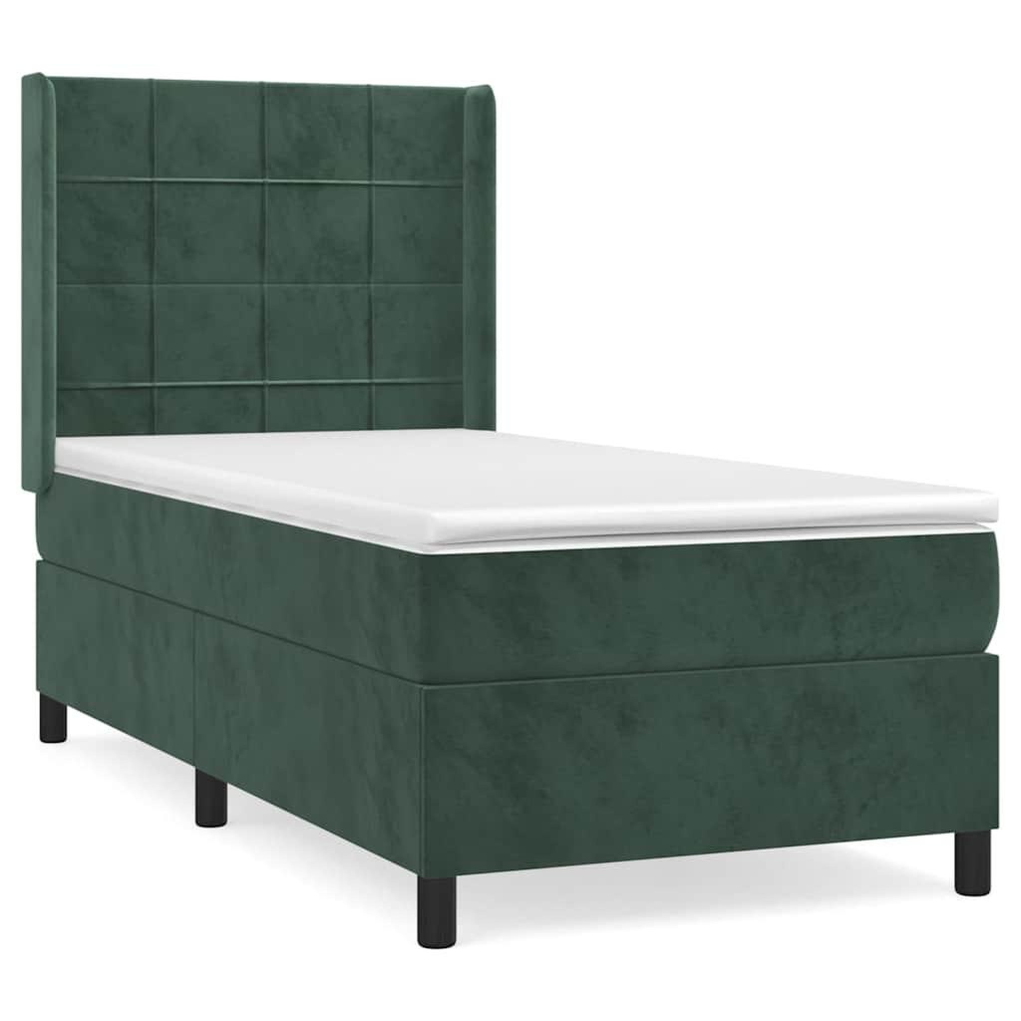 Voir la diapositive 2 : VIDAXL Sommier a lattes de lit et matelas Vert fonce 80x200 cm Velours