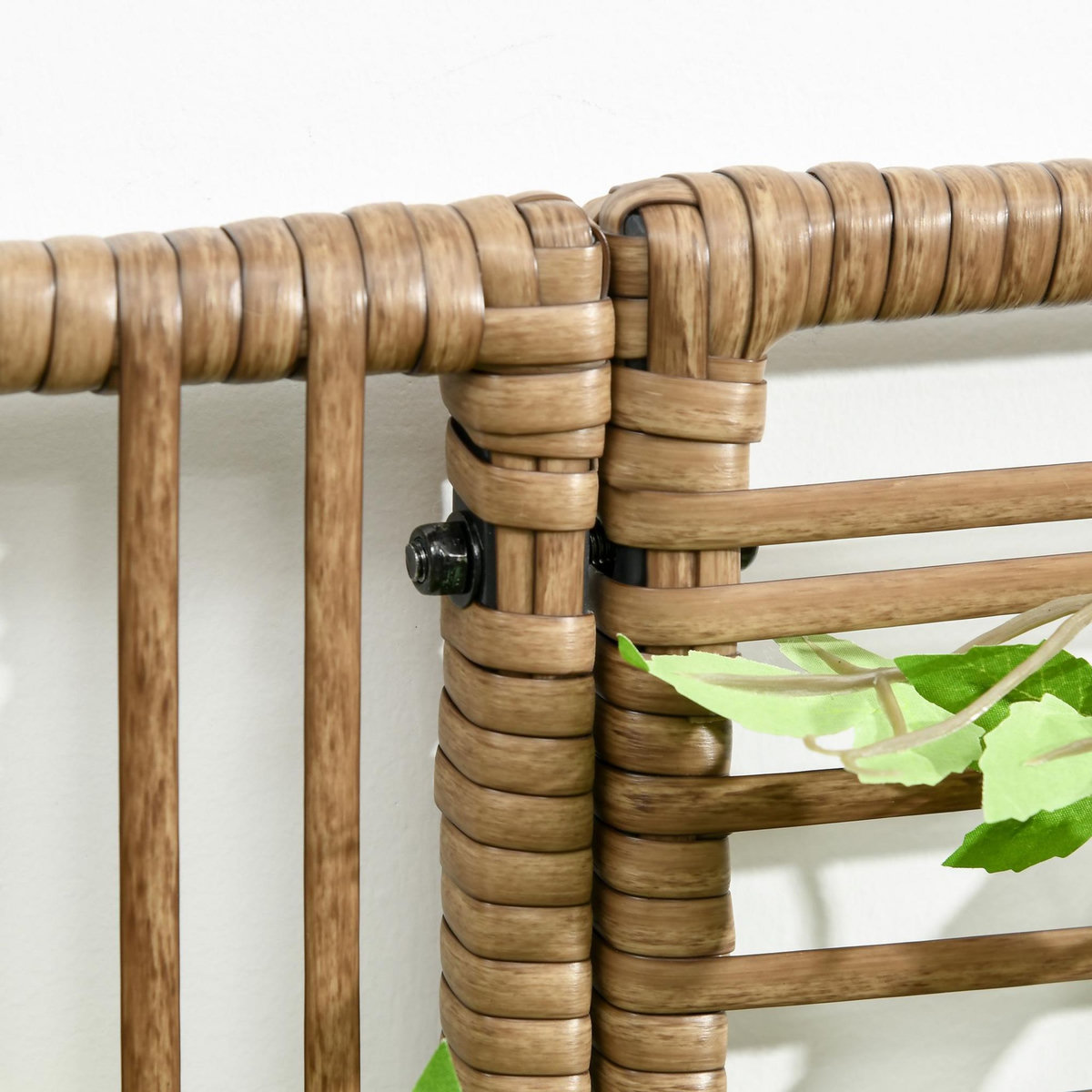 OUTSUNNY Jardinière avec treillis haut dim. 103L x 29l x 103H cm résine tressée PE aspect rotin