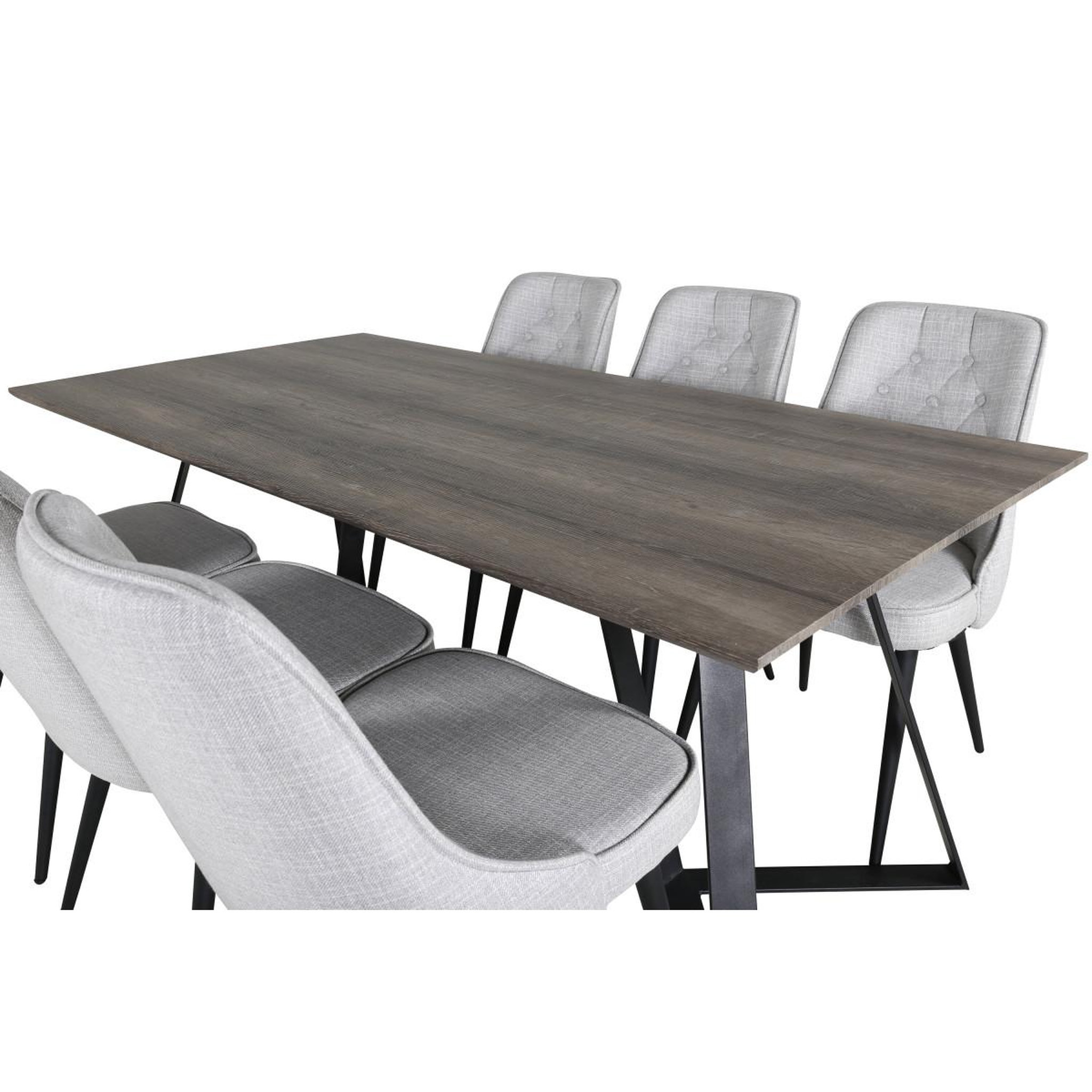 Voir la diapositive 4 : Paris Prix Ensemble table à manger & 6 chaises  marina & deluxe  180cm naturel & gris