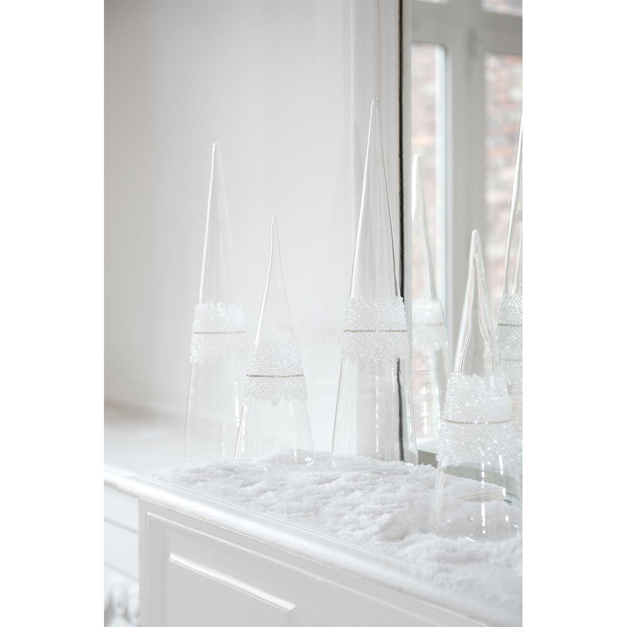 Voir la diapositive 2 : J-LINE Cône Glace en Verre  Diamant  28cm Transparent