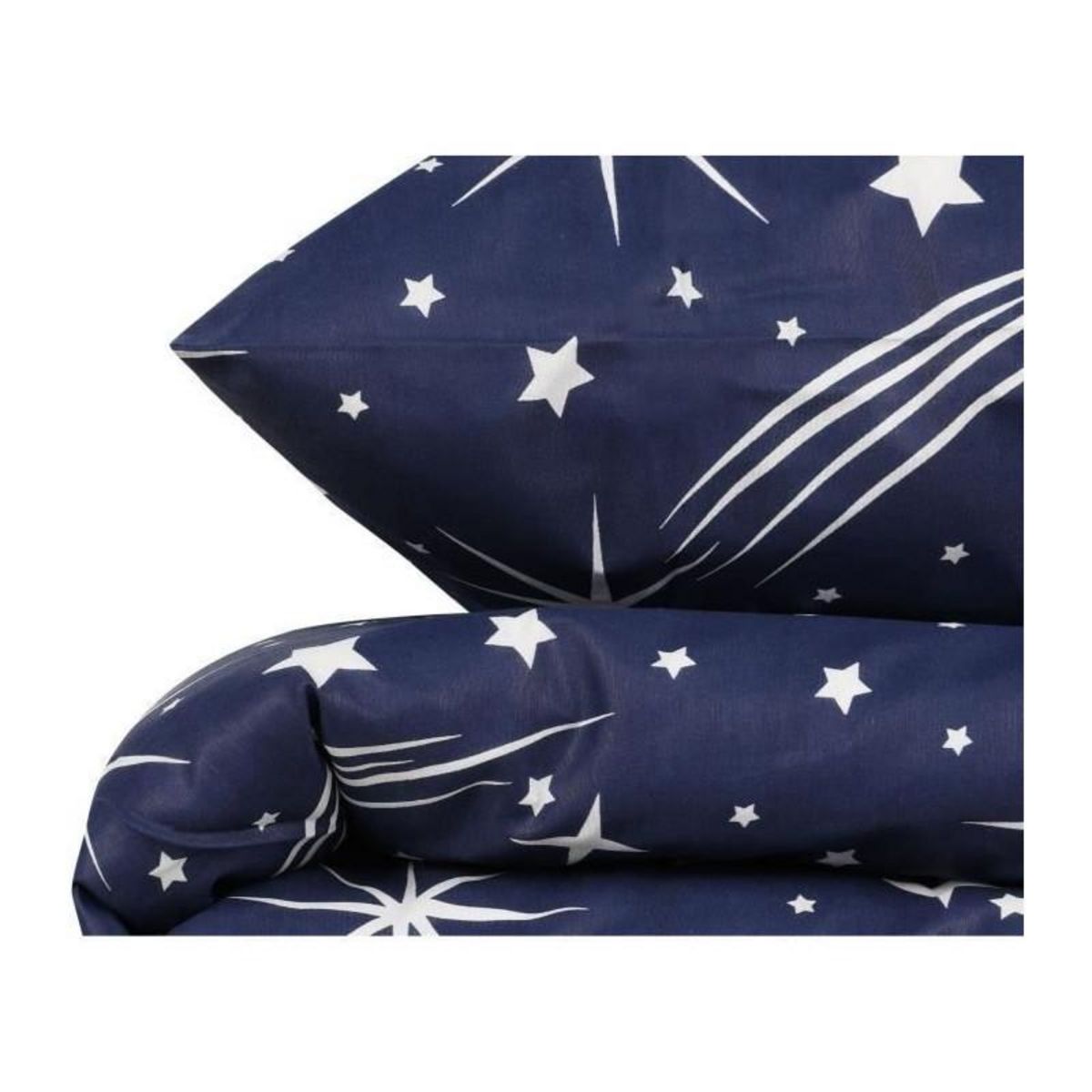 GENERIQUE Parure de lit - 1 housse de couette 220 x 240 cm + 2 taies d'oreiller 60 x 60 cm - 65% coton, 35% polyester - Blanc