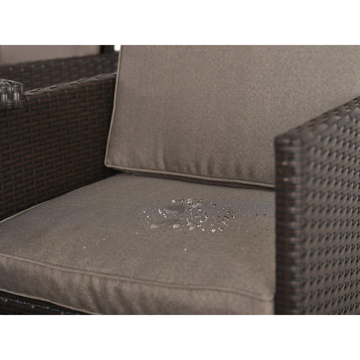 BEST MOBILIER Tao - salon de jardin encastrable 10 places - résine tressée marron - coussins taupe - plateau en verre + housse de protection