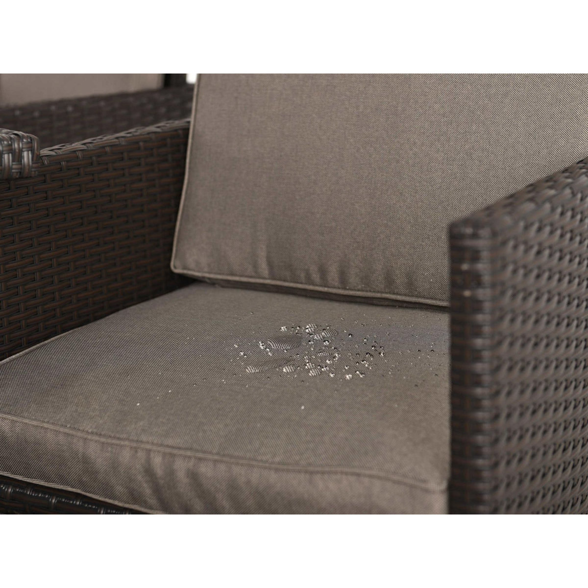 BEST MOBILIER Tao - salon de jardin encastrable 10 places - résine tressée marron - coussins taupe - plateau en verre + housse de protection