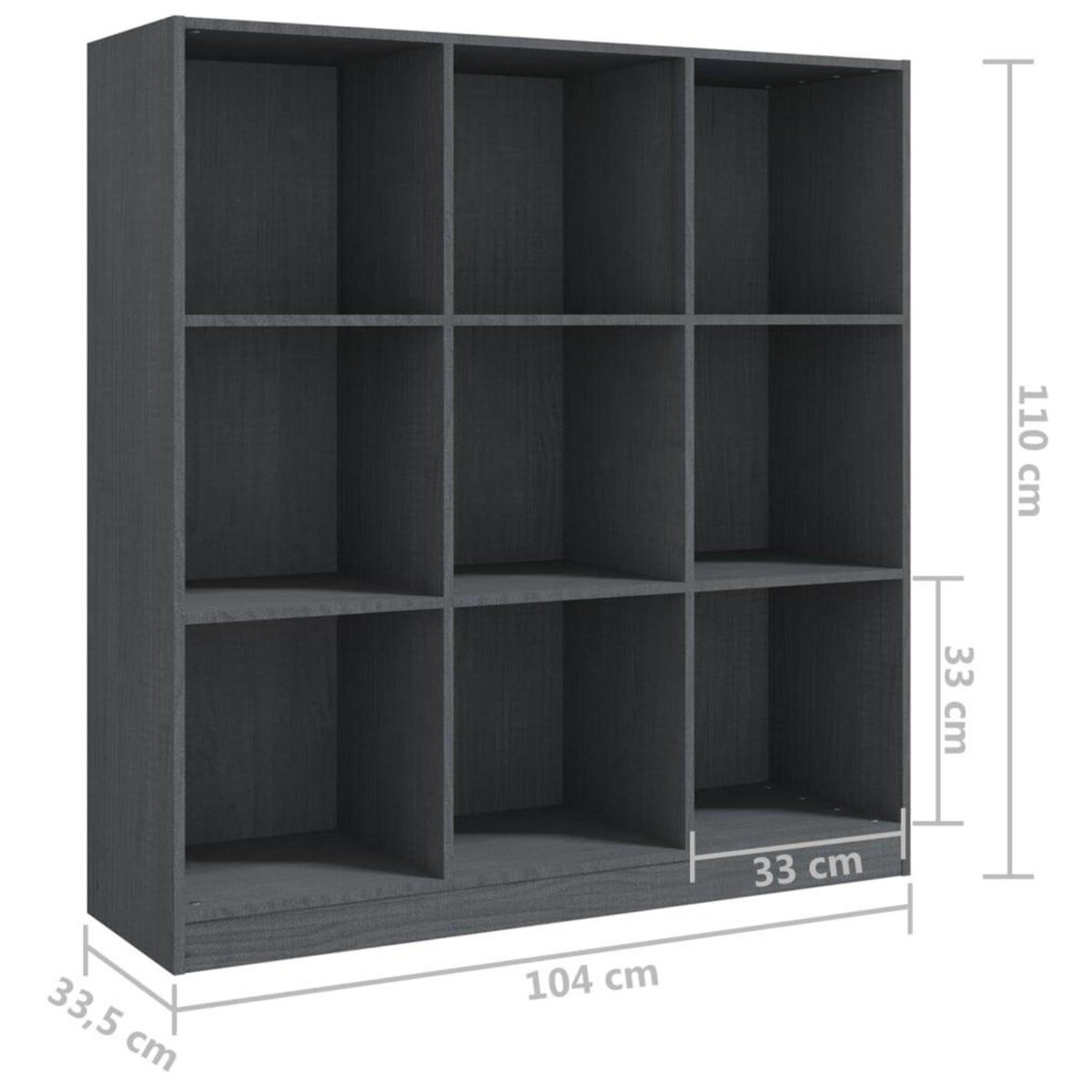 VIDAXL Bibliotheque/Separateur de piece Gris 104x33,5x110cm Pin massif