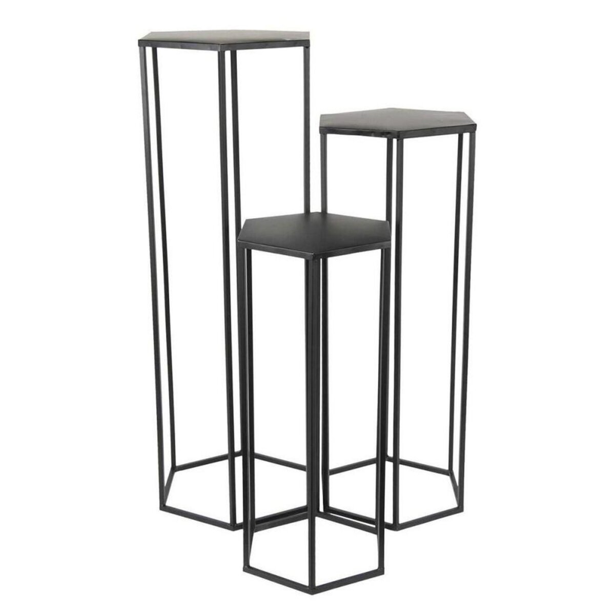 The Home Deco Factory Lot de 3 sellettes gigognes métal noir