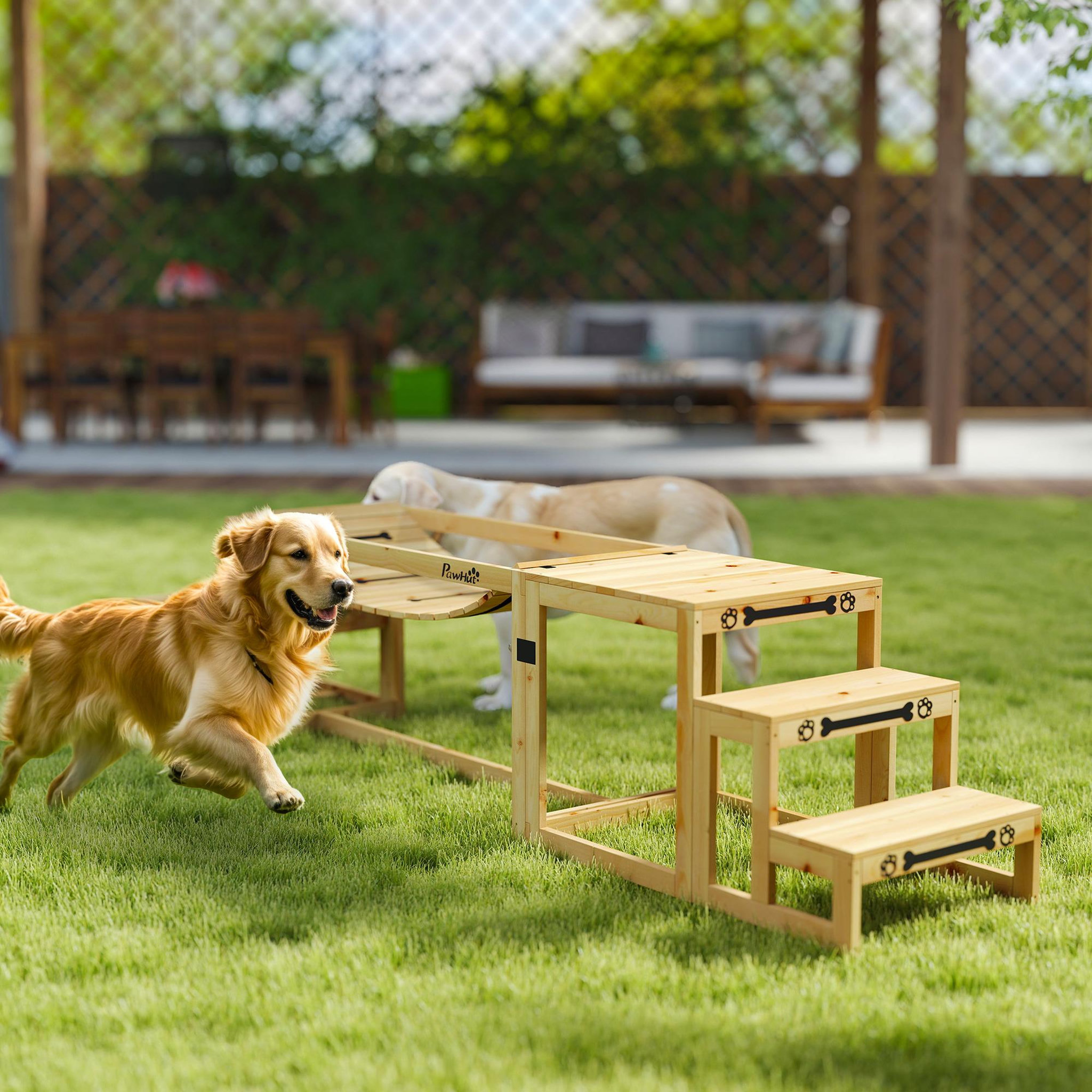 Voir la diapositive 2 : PAWHUT Passerelle agility chiens - passerelle pour parcours canins d'agility - bois de sapin pré-huilé