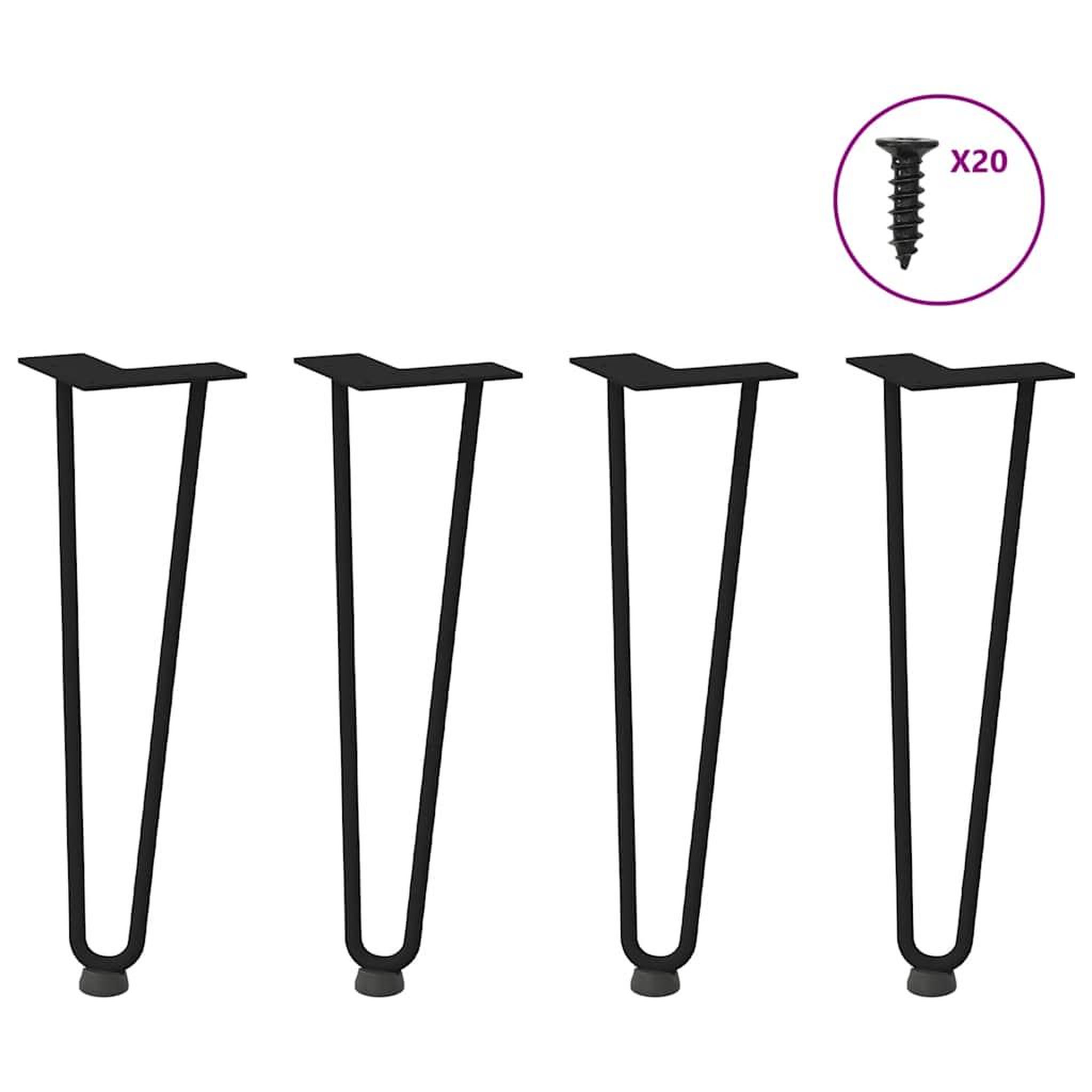VIDAXL Pieds de table en forme d'epingle a cheveux 4 pcs noir 42 cm