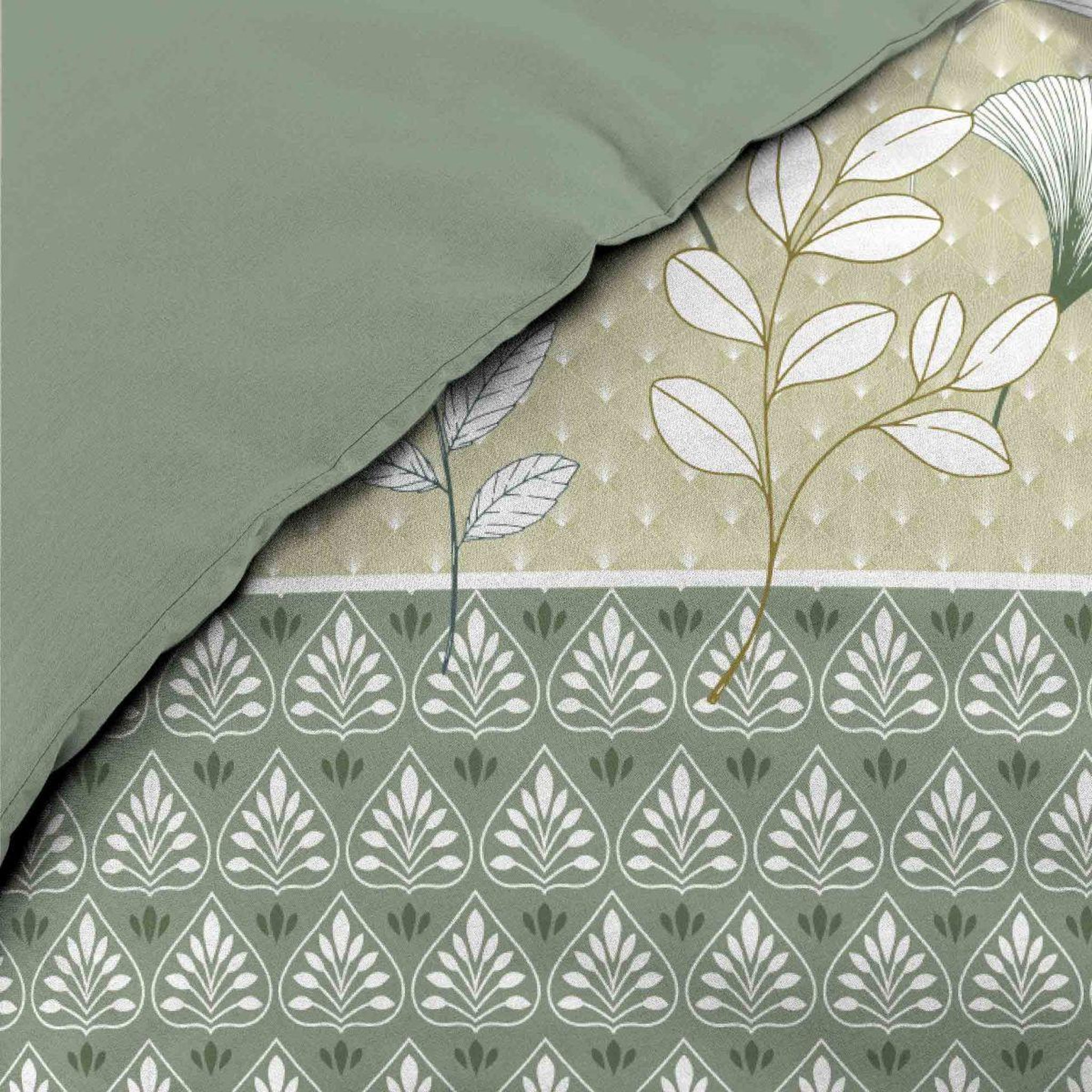 Voir la diapositive 4 : Douceur d'Intérieur Parure de lit 3 pièces  poetine  240x220cm vert