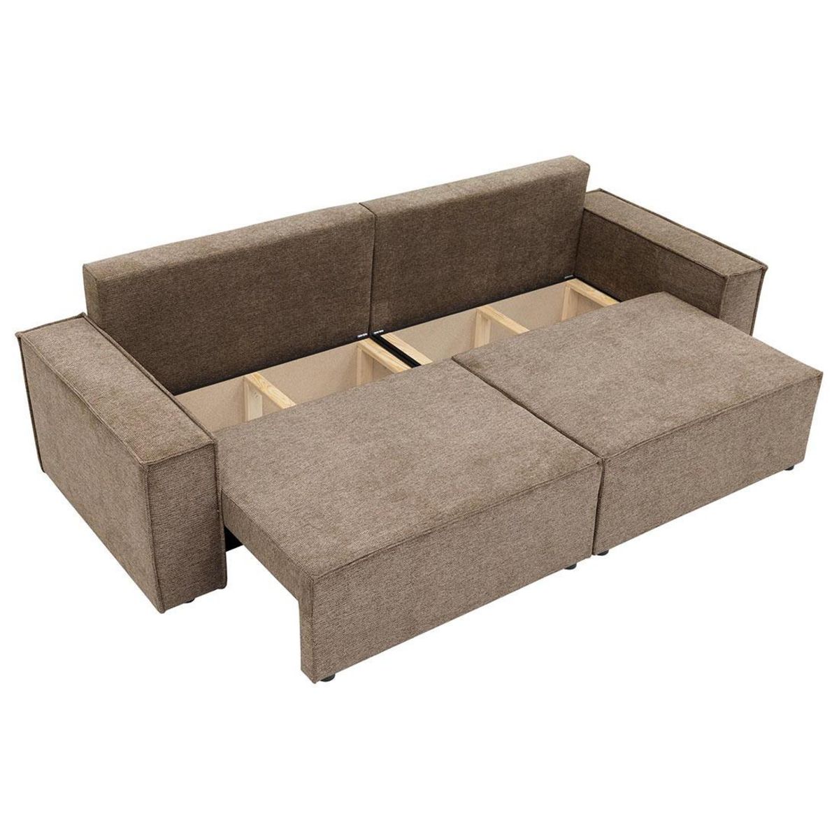 BEST MOBILIER Cezanne - canapé droit 3 places convertible avec coffre en tissu texturé