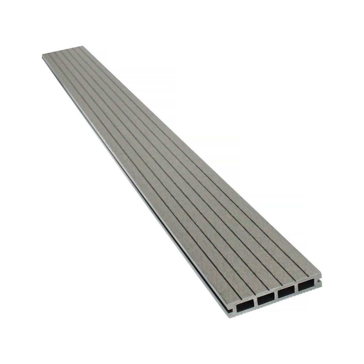 Habitat et Jardin Lot de 3 lames de terrasse composite alvéolaires - Long: 2,4m - surface 1m² - Gris