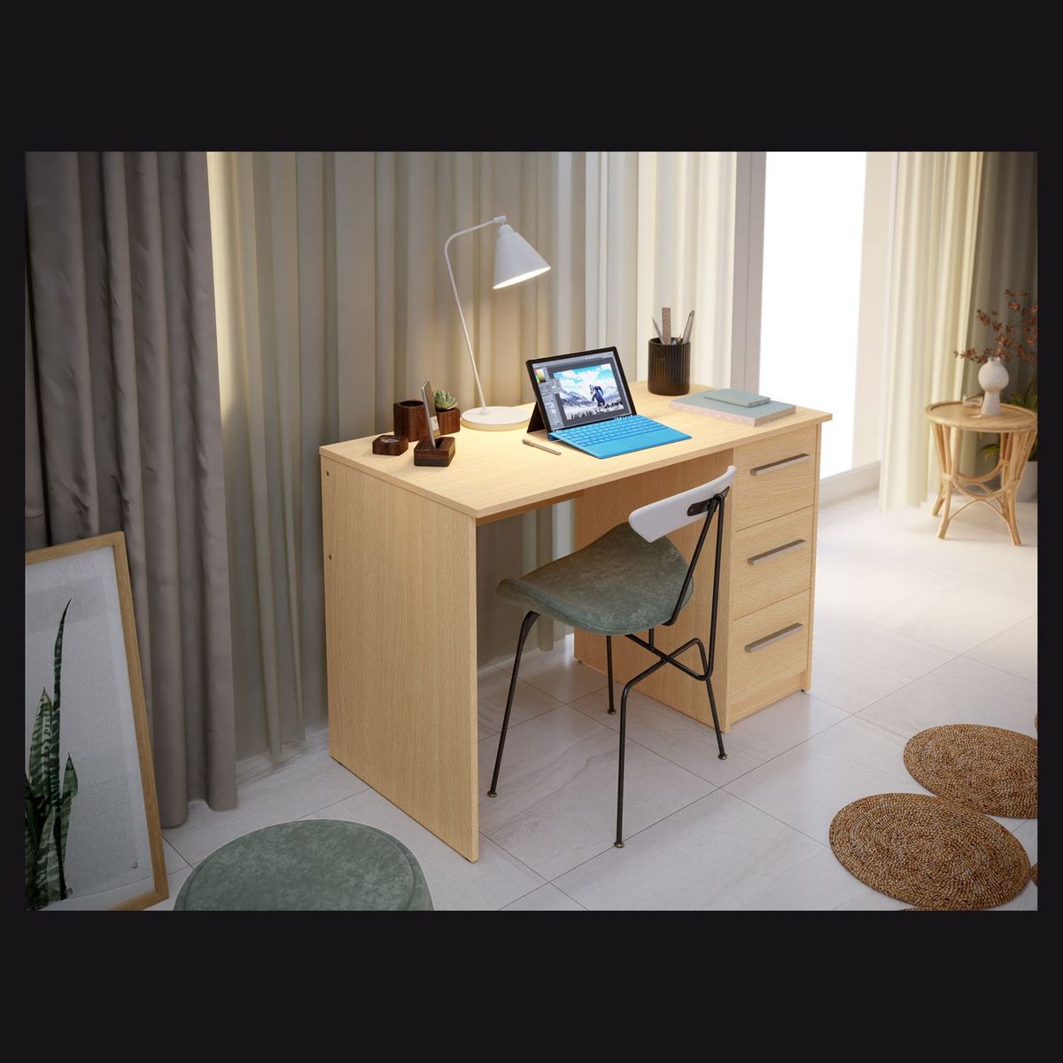Bureau droit L110 3 tiroirs ANITA