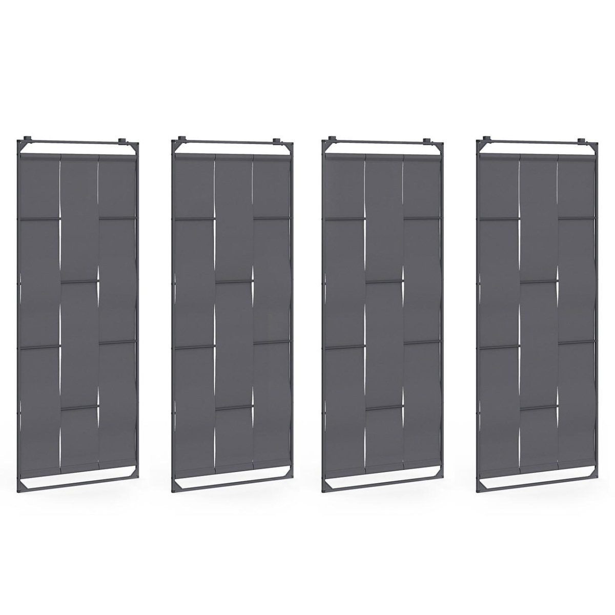 ID MARKET Pergola persienne 3x4 M gris anthracite avec toit rétractable et 4 pans modulables