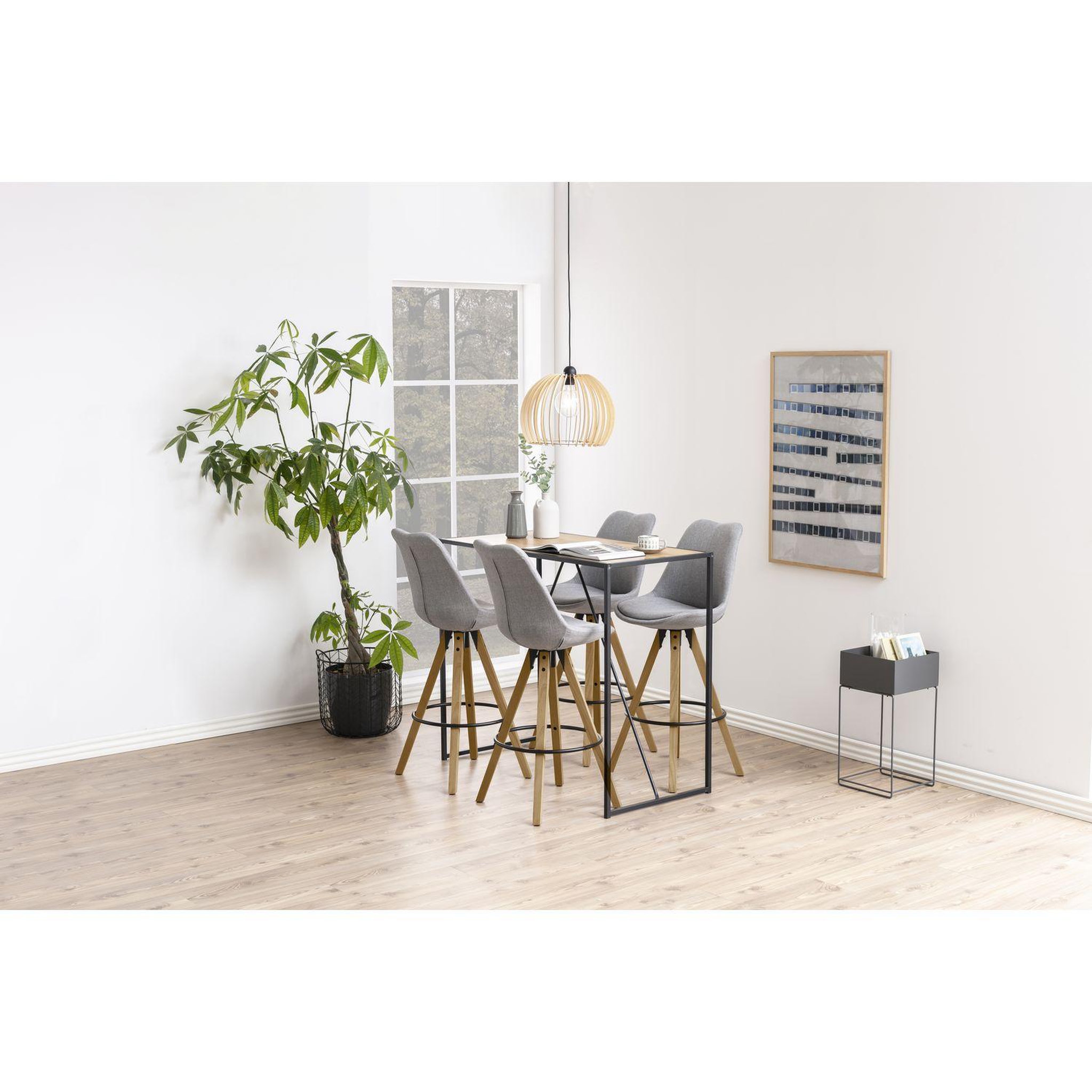 Voir la diapositive 2 : TOILINUX Lot de 2 tabourets de bar en tissu et bois d'hévéa - gris