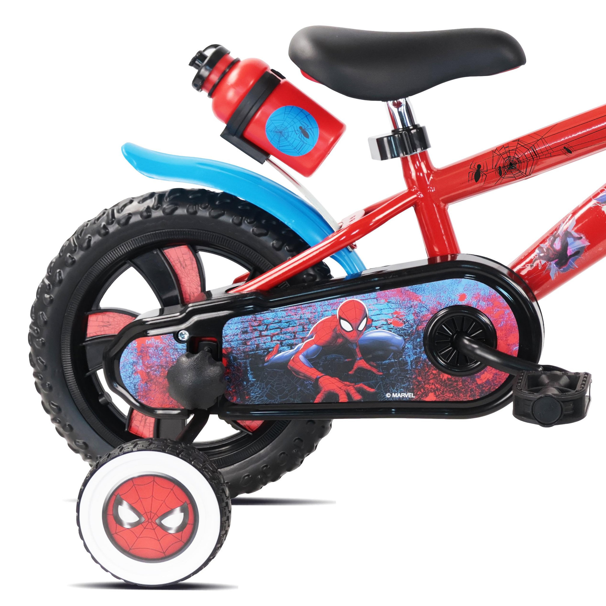 Voir la diapositive 4 : Marvel Vélo enfant 12'' Spiderman ( <90 cm) avec 1 frein, plaque avant décorative , bidon arrière, stabilisateurs & pneus increuvables