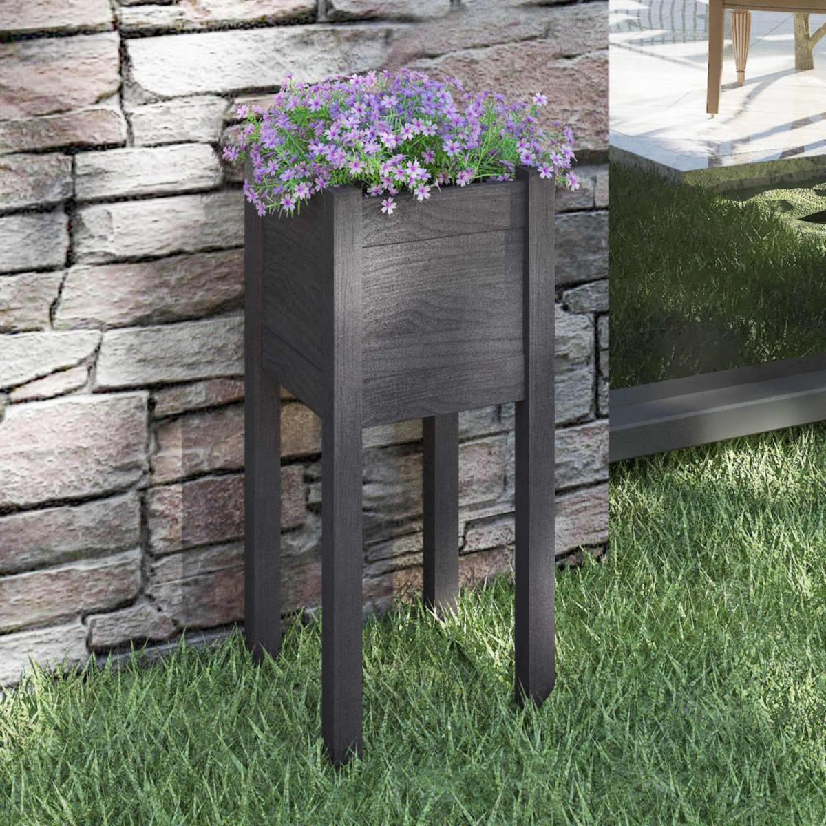 VIDAXL Jardiniere d'exterieur Gris 31x31x70 cm Bois de pin massif