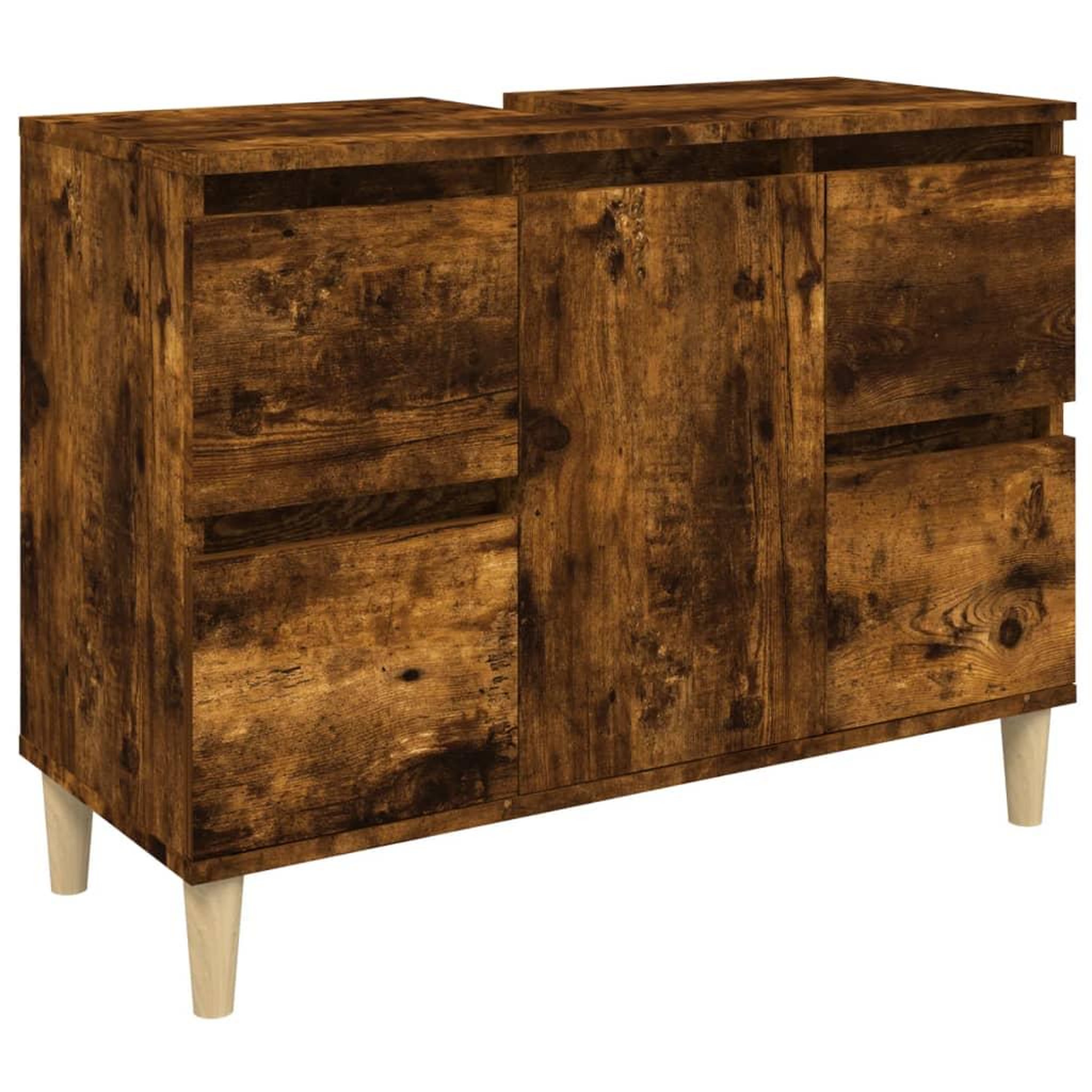 Voir la diapositive 2 : VIDAXL Meuble d'evier chene fume 80x33x60 cm bois d'ingenierie
