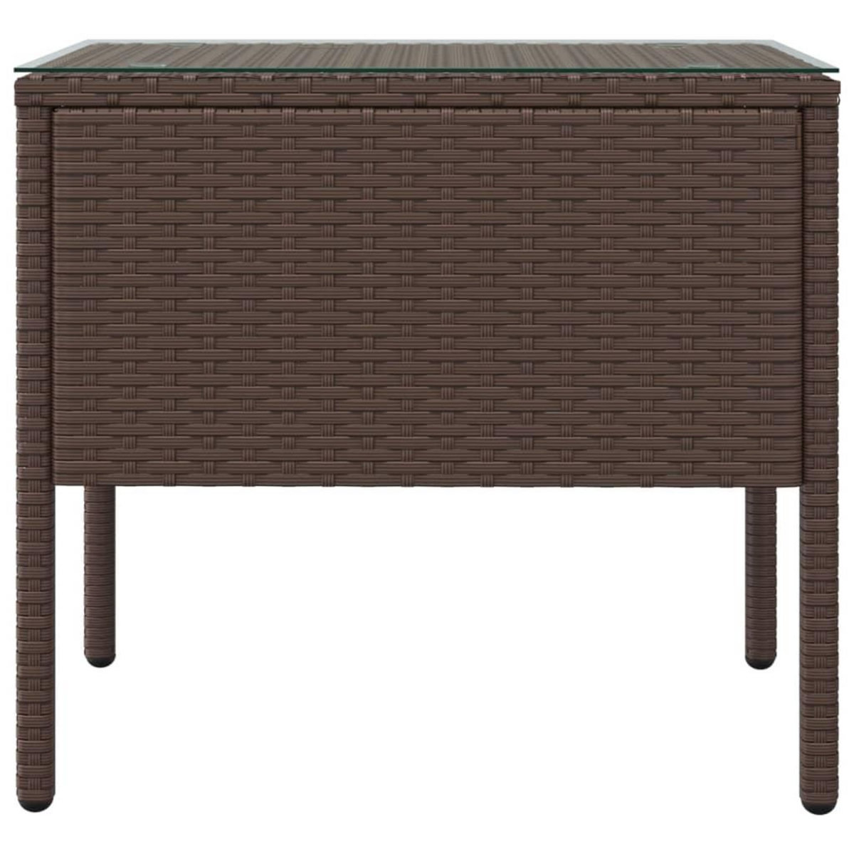 VIDAXL Table d'appoint marron 53x37x48 cm poly rotin et verre trempe