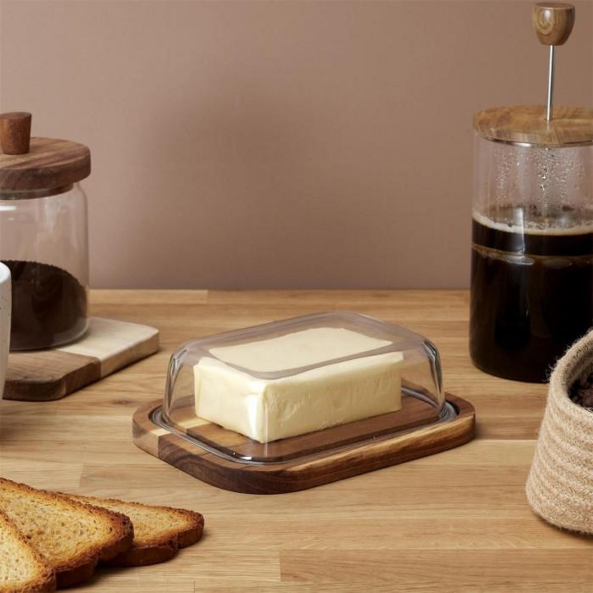 Paris Prix Beurrier en Verre  Acacia  19cm Naturel