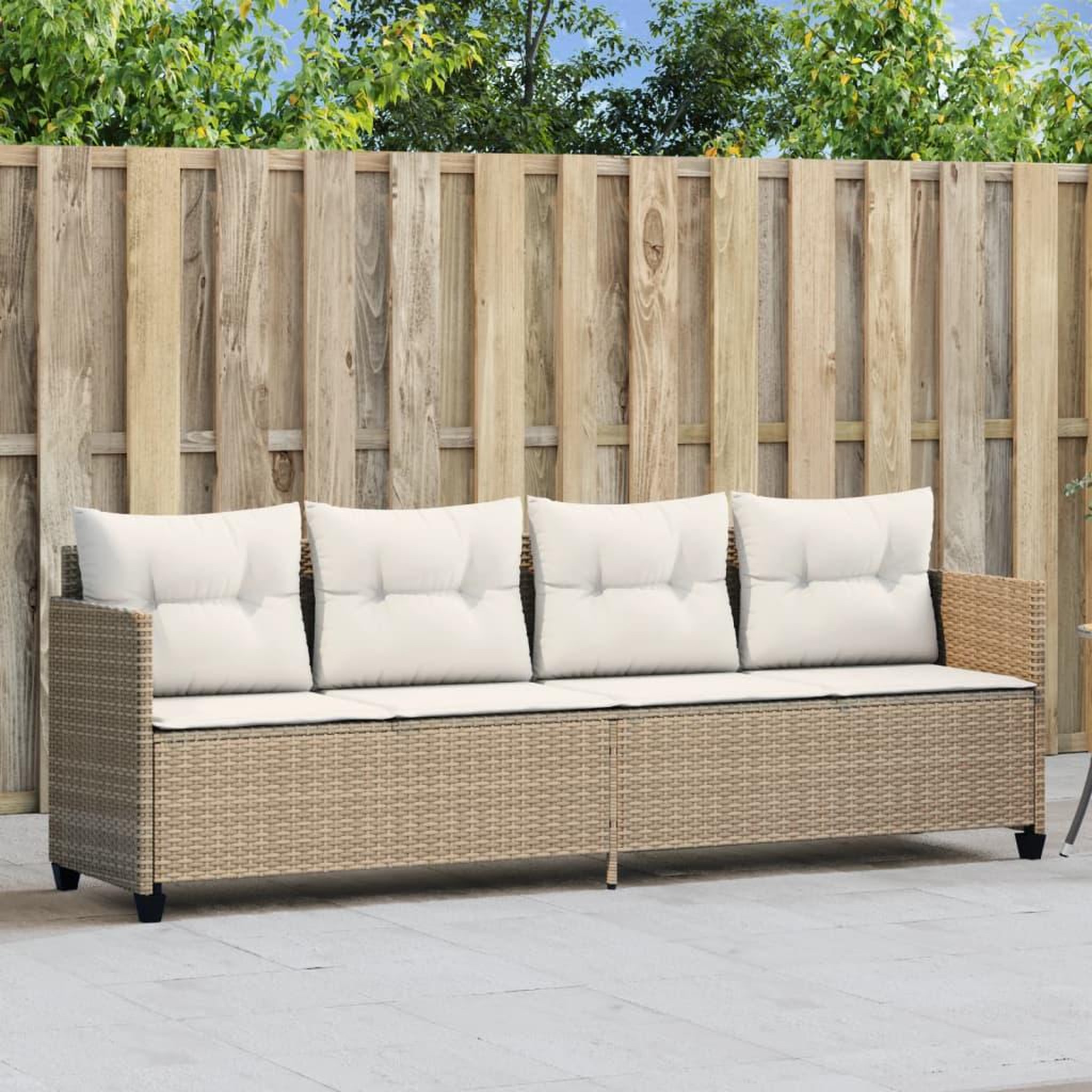 VIDAXL Chaise longue avec coussins beige resine tressee
